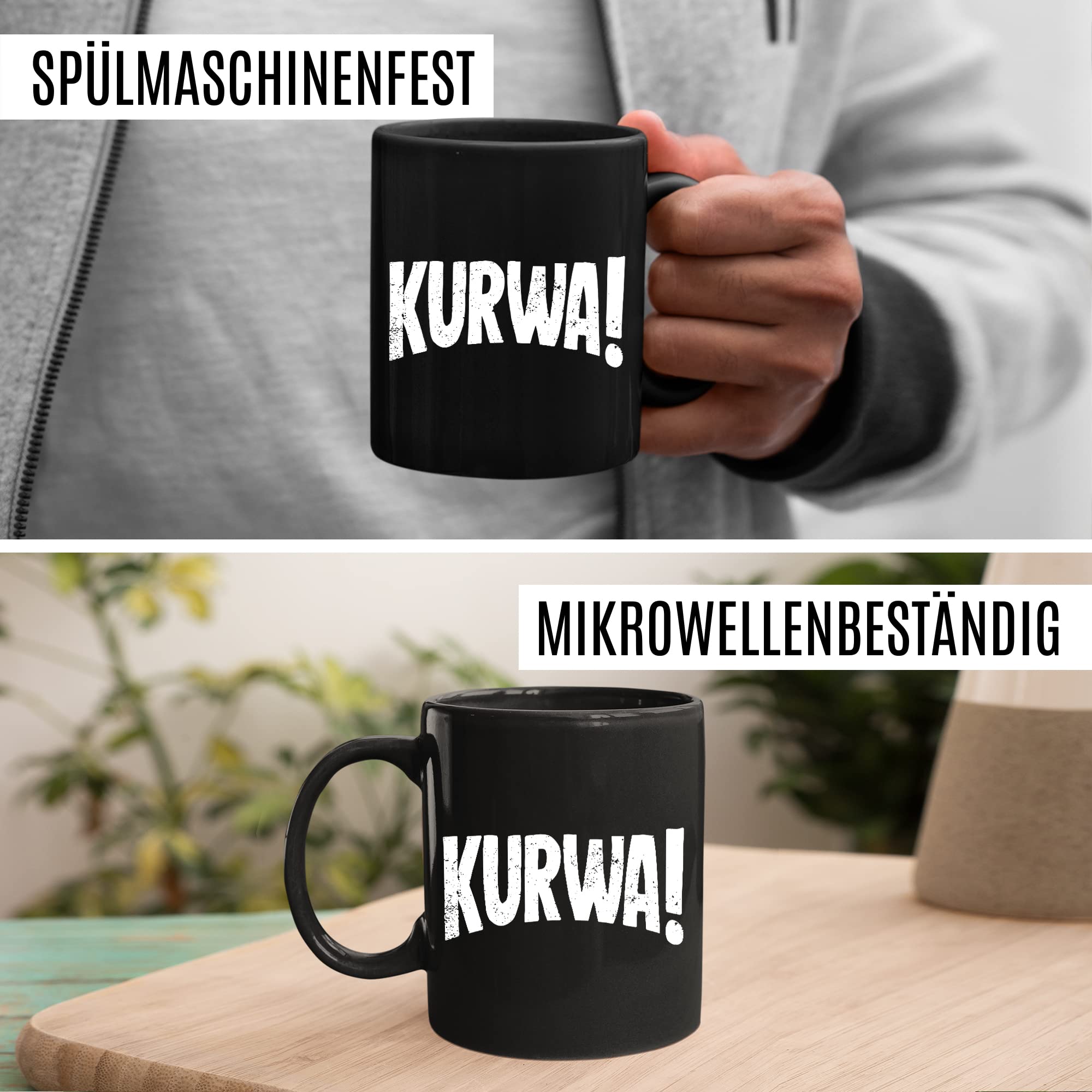 Kurwa Tasse lustige Kaffeetasse mit Spruch polnisch Kaffee-Becher Polen Witz kurwa mac Geschenkidee Pole Polin Geschenk Ostblock Polnisch Sarkasmus Schimpfwort Beleidigung Sprache