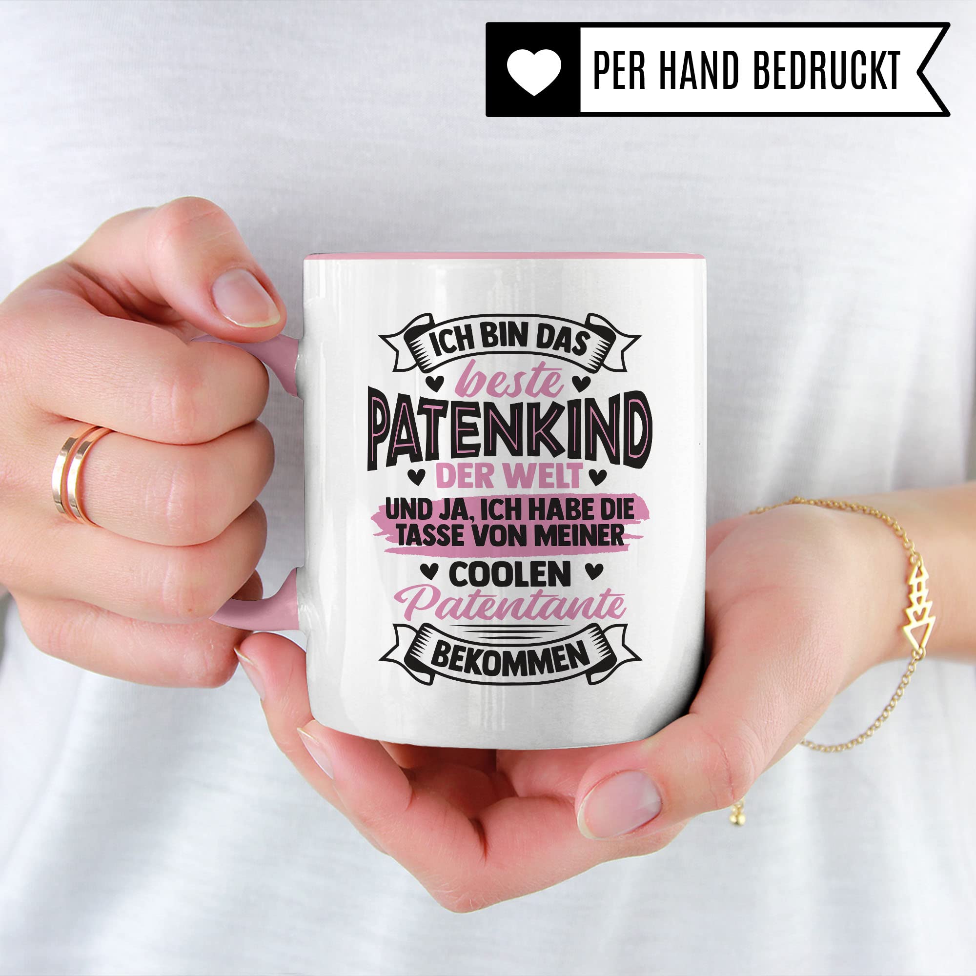 Tasse Patentante, Ich bin das beste Patenkind der Welt - und ja, Ich habe die Tasse von meiner coolen Patentante bekommen, Patenkind Geschenk lustiger Spruch Humor Witz Kaffeetasse Teetasse