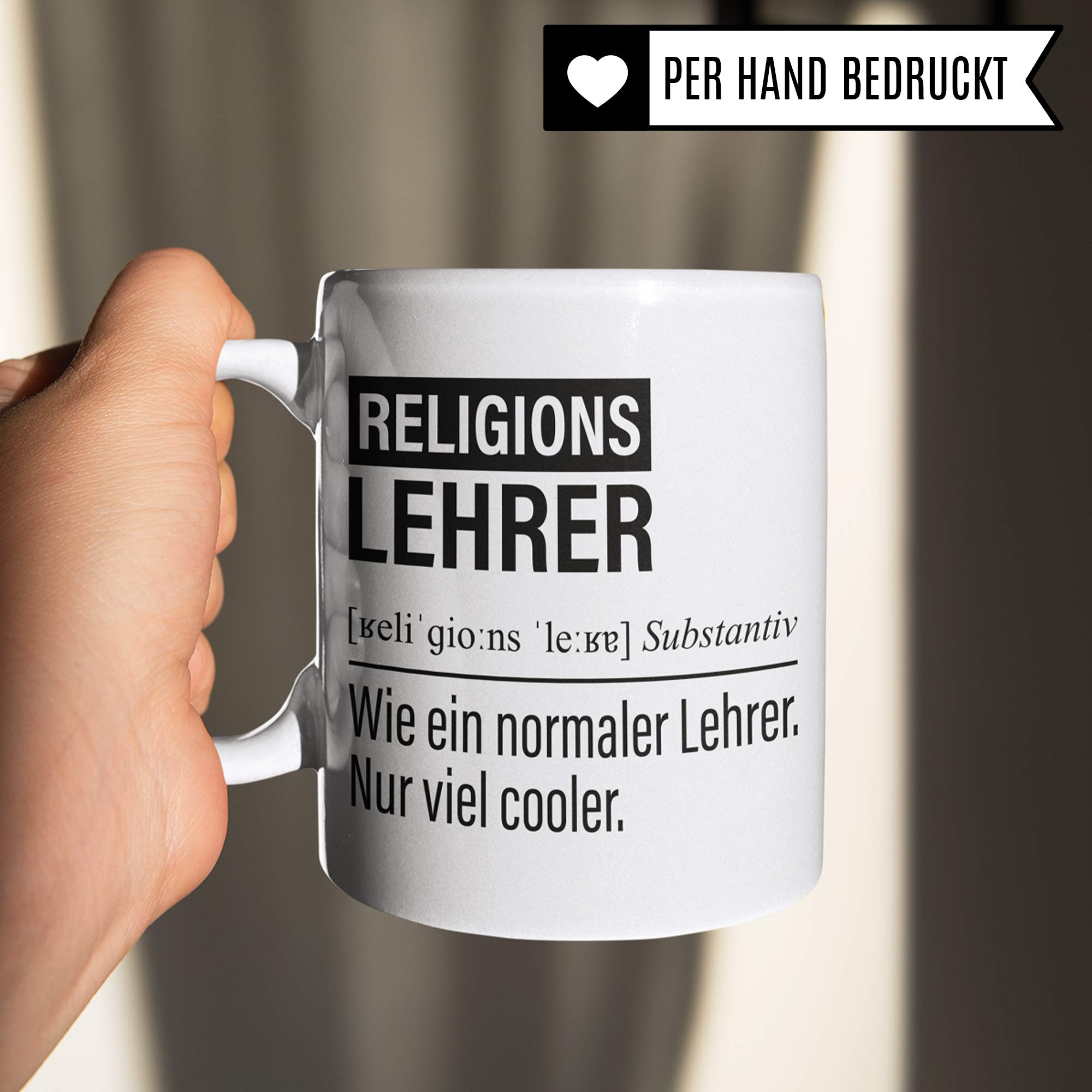 Religionslehrer Tasse, Geschenk für Religions Lehrer, Kaffeetasse Geschenkidee Lehrer, Kaffeebecher Lehramt Schule Religion Unterricht Witz