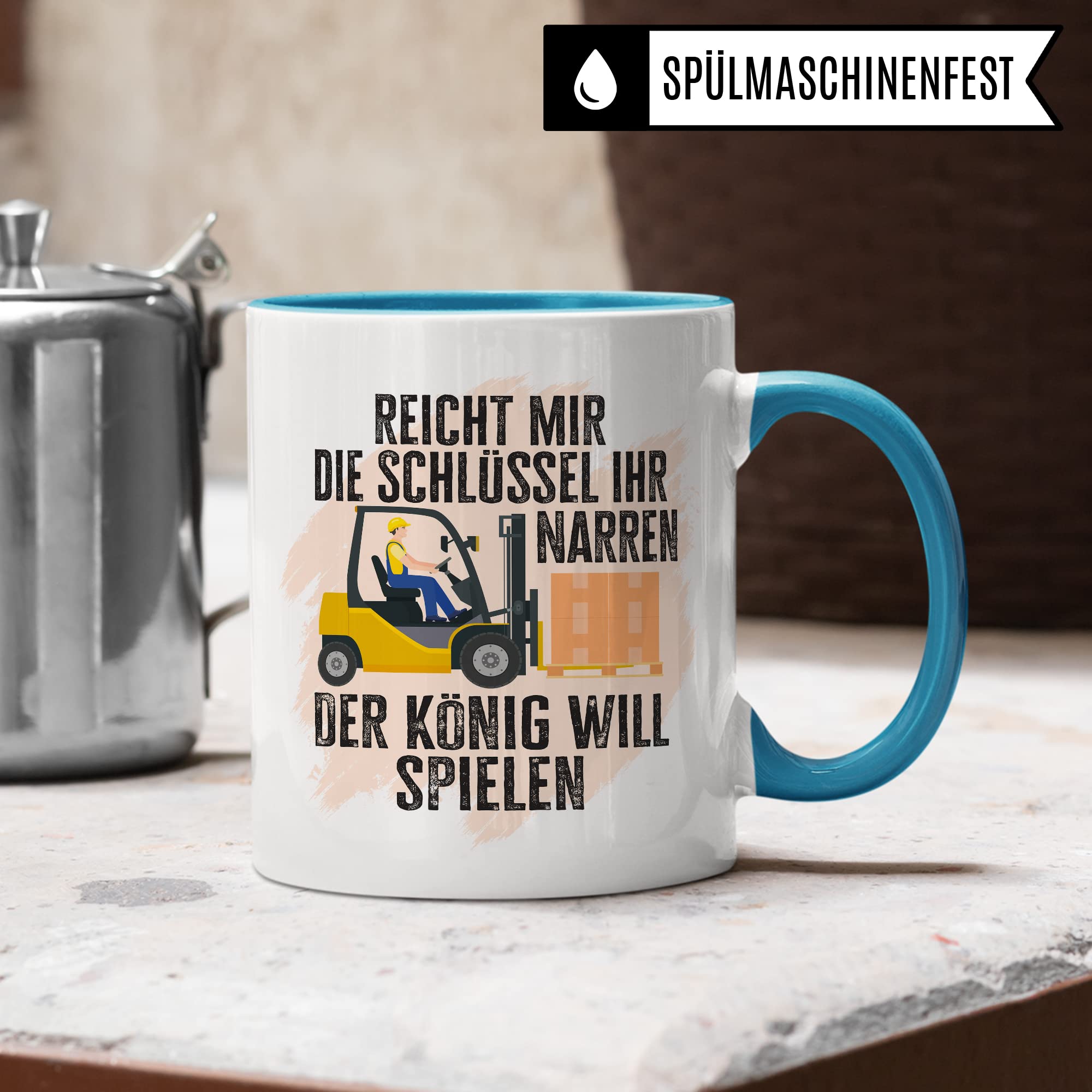 Tasse Staplerfahrer mit Spruch lustig Lagerist Geschenk Gabelstaplerfahrer Kaffee-Tasse böser Humor Kaffeebecher Lagerarbeiter Lagerlogistiker Geschenkidee