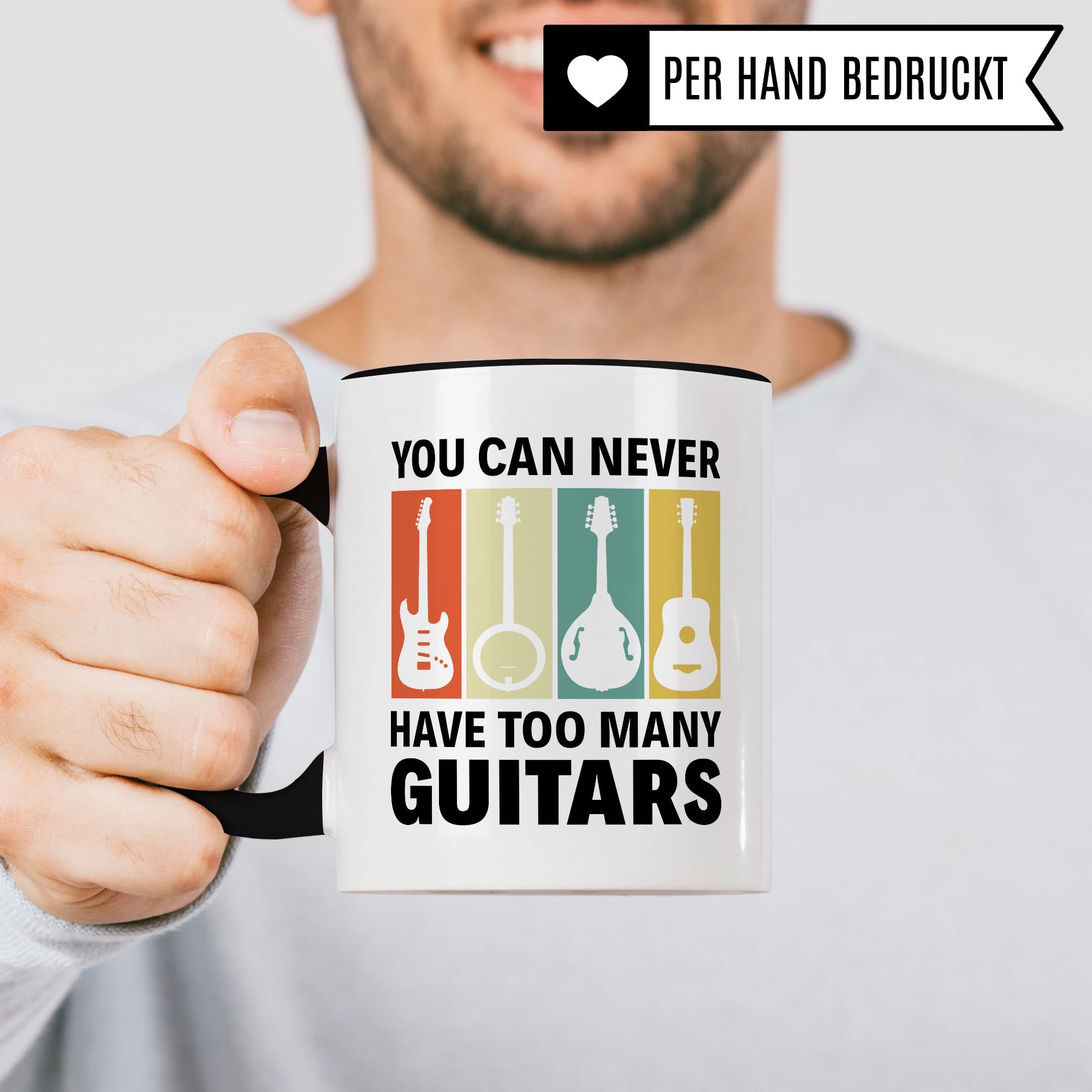 Gitarren Tasse Geschenkidee Kaffeetasse Humor Witz Geschenk für Gitarrenspieler Gitarrenspielerin Kaffeebecher E-Gitarre Becher