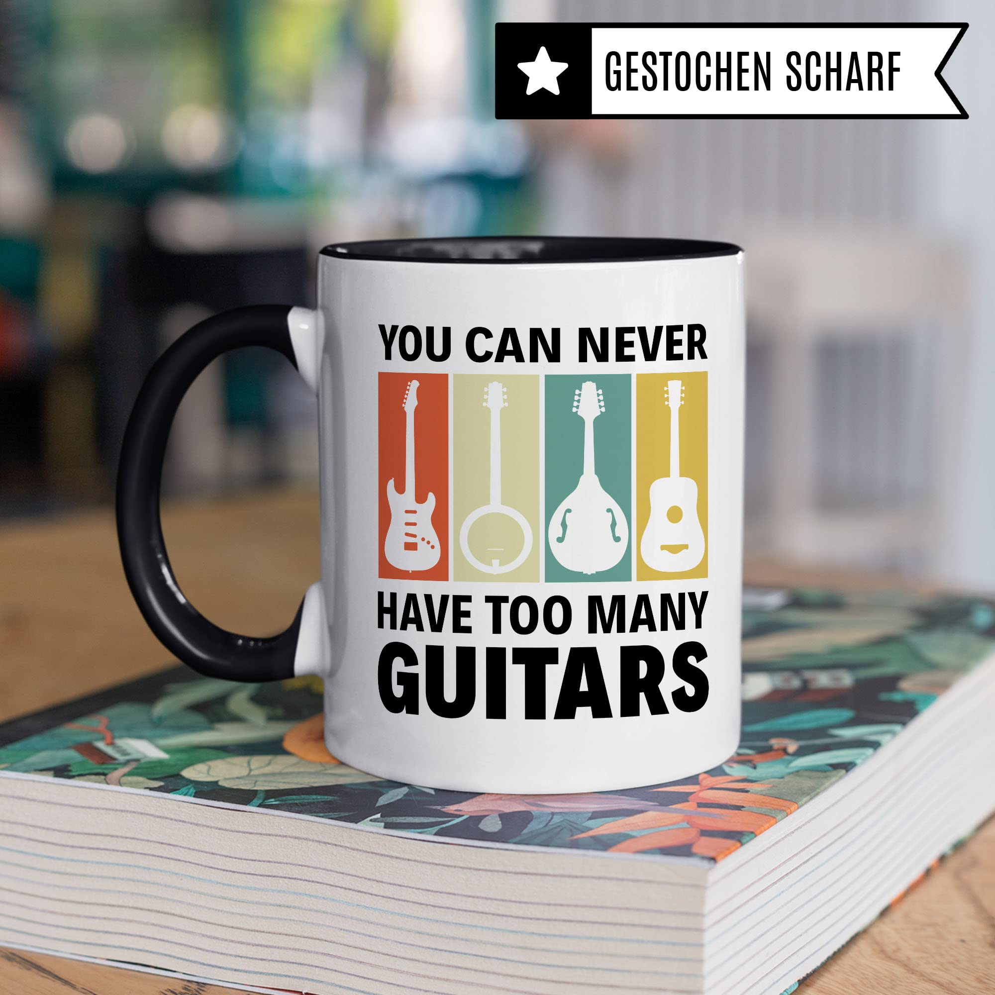 Gitarren Tasse Geschenkidee Kaffeetasse Humor Witz Geschenk für Gitarrenspieler Gitarrenspielerin Kaffeebecher E-Gitarre Becher