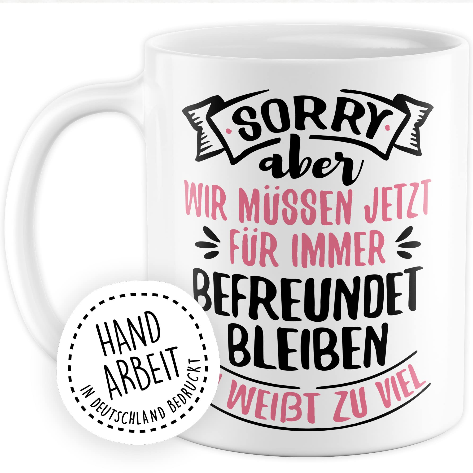 Abschied Tasse Abschiedsgeschenk Kaffeetasse Du weißt zu viel Spruch lustiger Kaffee-Becher Jobwechsel Kollege Kollegin Ruhestand Geschenkidee Rente Geschenk Humor Freunde bleiben