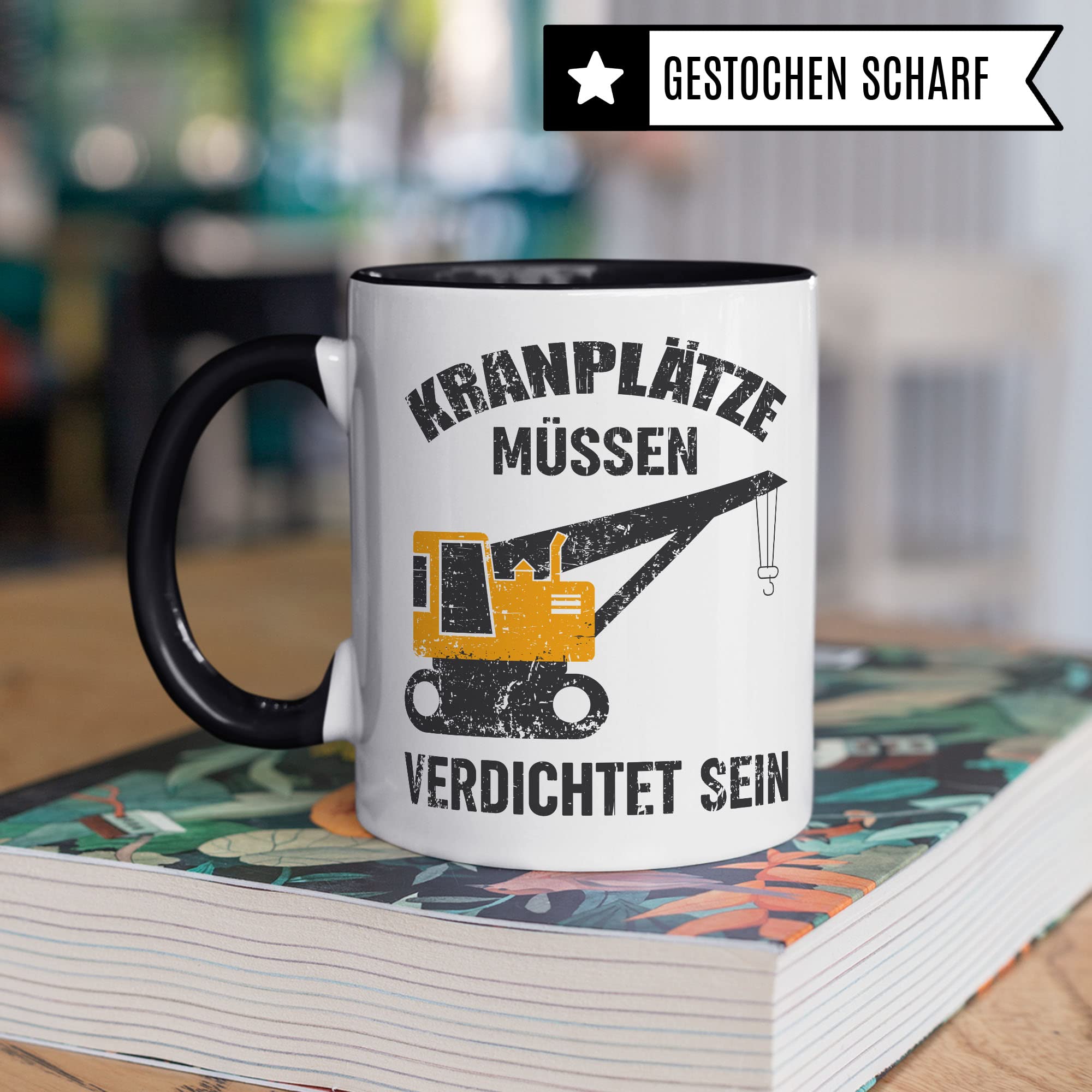 Baustellen Tasse, Bauarbeiter Spruch lustig, Männer Kaffeetasse Geschenkidee, Kranfahrer Kaffeebecher, Bagger Becher, Humor Witz Geschenk für Baustelle