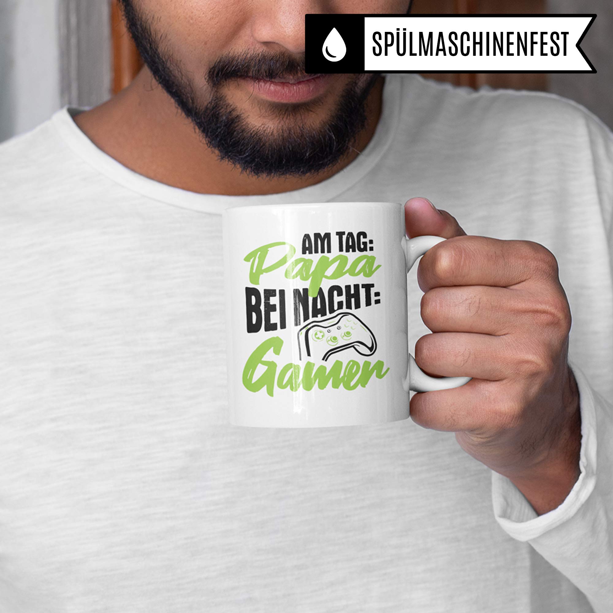 Pagma Druck Gamer Tasse Papa, Zocken Geschenke Vater, Kaffeetasse Gaming Zocker Computerspiele Konsole, Controller Becher, Gaming Tasse Familie Vatertag lustig