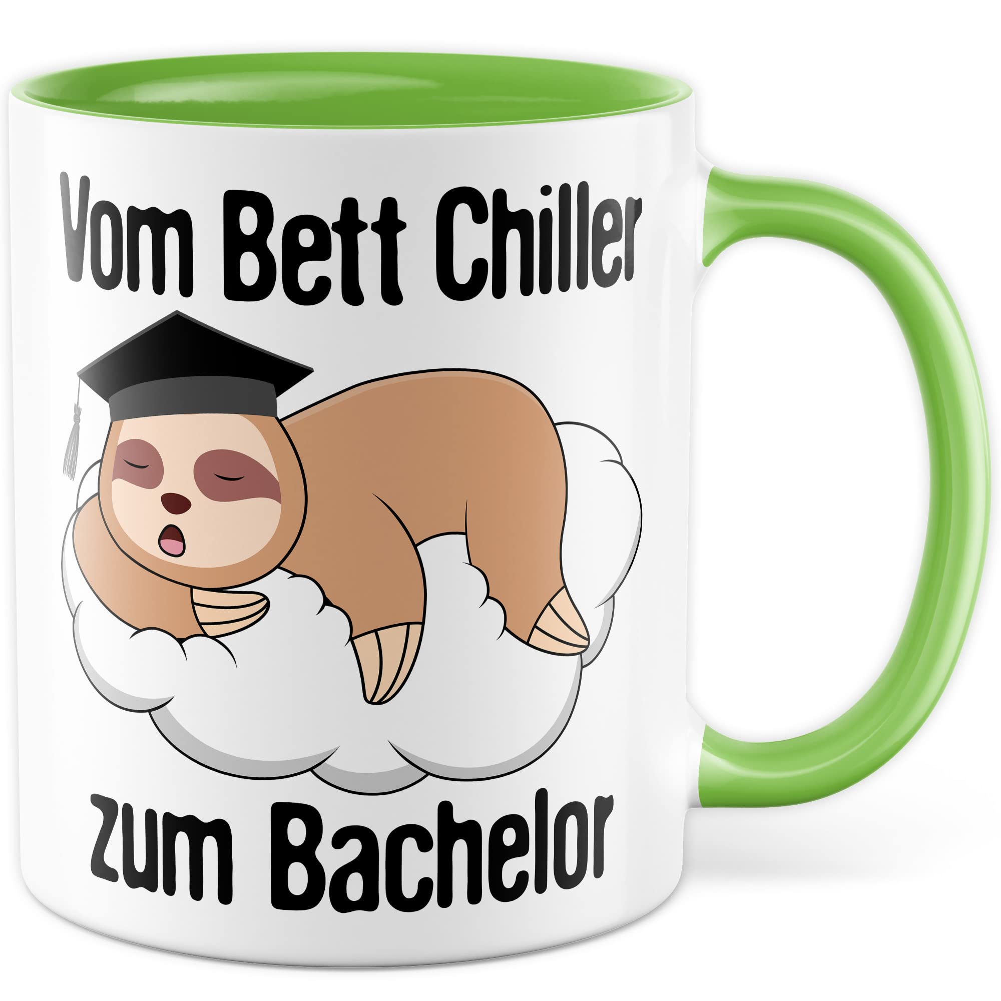 Bachelor Tasse Studenten Geschenk Humor Kaffeetasse mit lustigen Spruch Uni Kaffeebecher Studentin Geschenkidee Faultier Teetasse