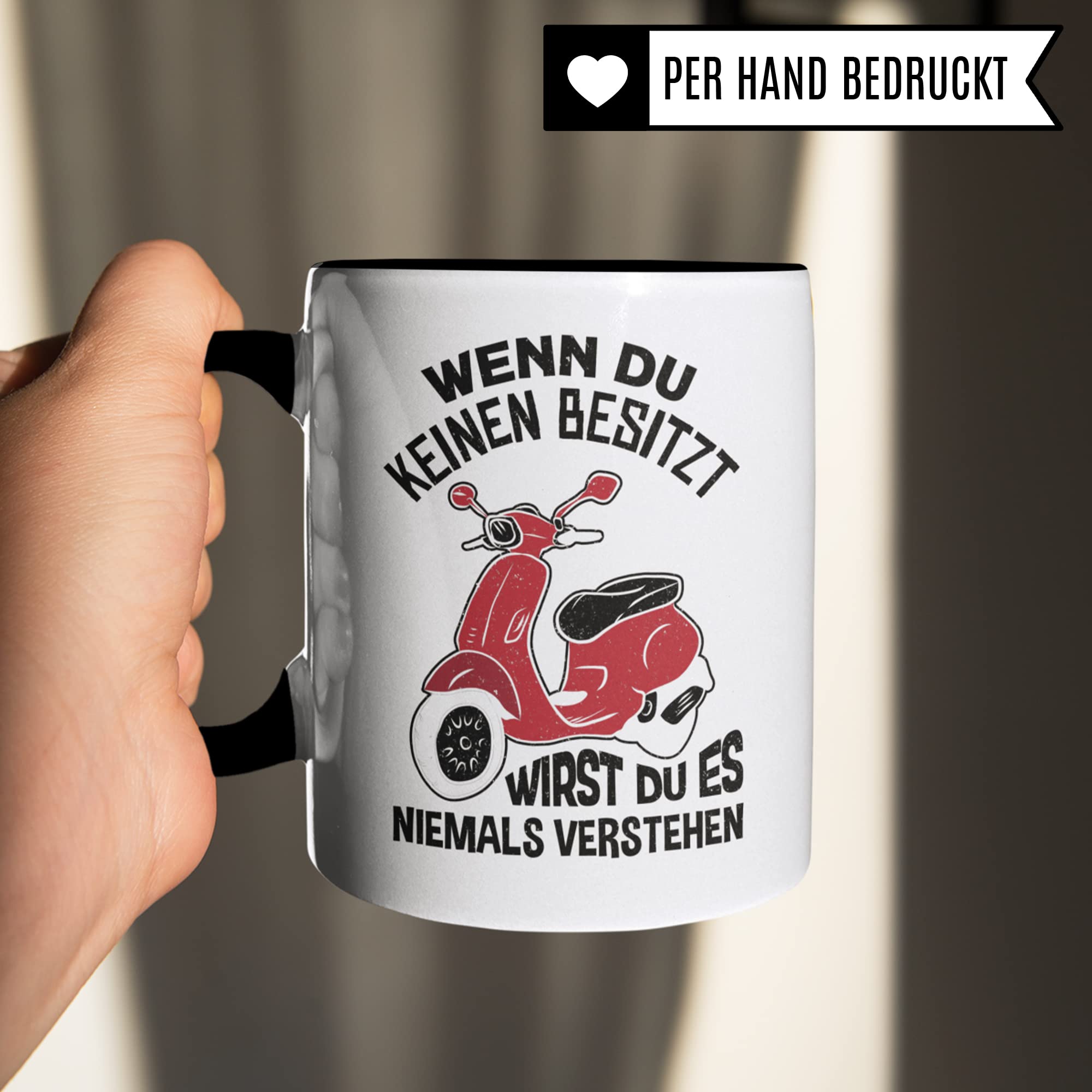 Tasse Mofa, Kaffeetasse Moped Geschenk, Roller Geschenkidee Vintage Mokick, Motorroller Geschenke Mopedfahrer Rollerfahrer Mofafahrer 50ccm Kaffee-Becher