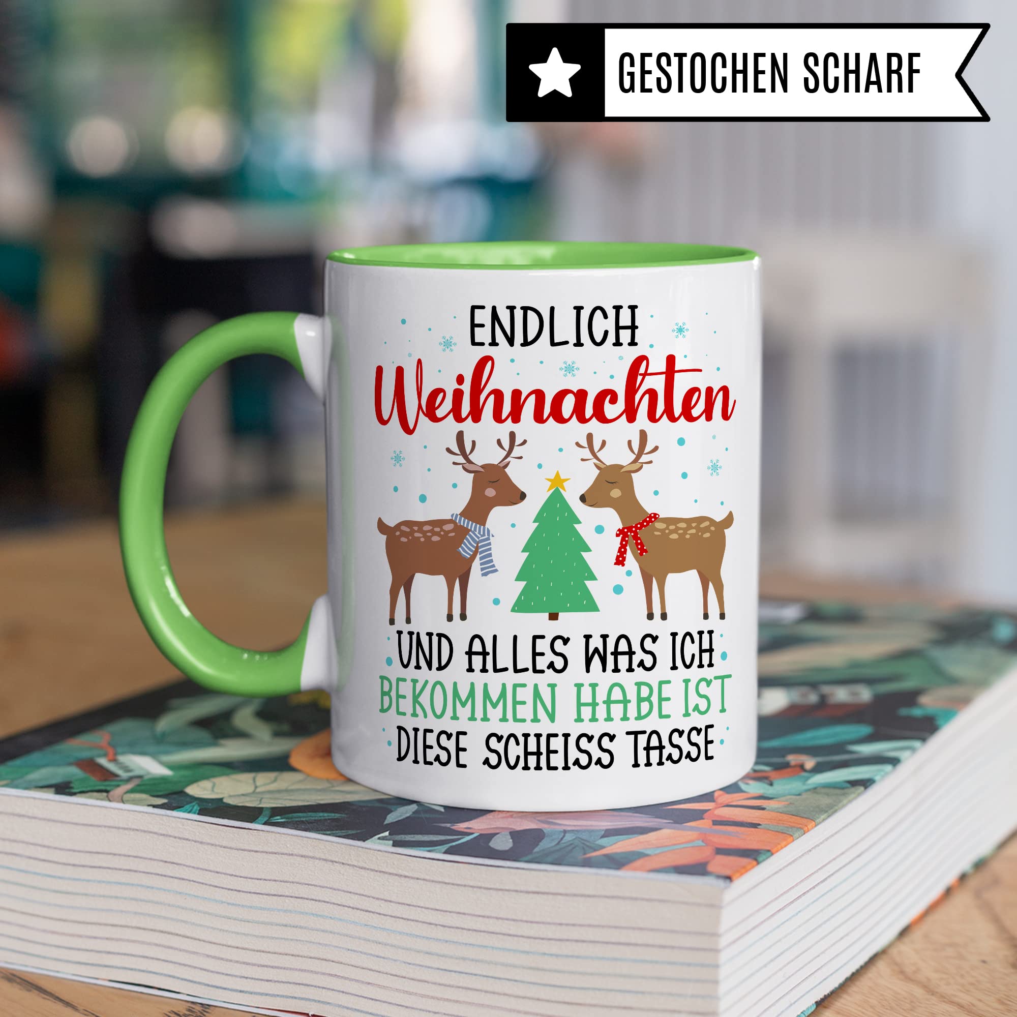 Weihnachten Tasse Geschenk Kaffeetasse Geschenkidee Humor Weihnachtstasse Sarkasmus Kaffee-Becher witziger Geschenkartikel Endlich Weihnachten alles was ich bekomm ist diese scheiß Tasse Spruch