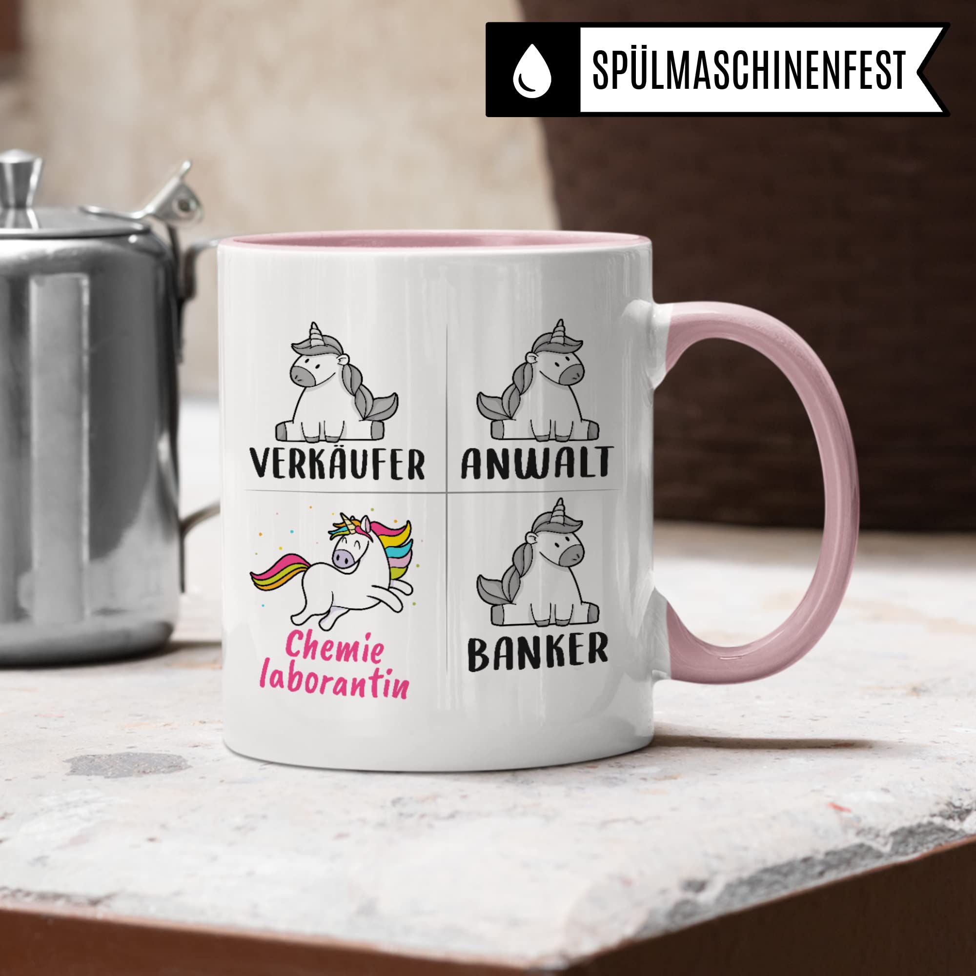 Tasse Chemielaborantin lustig, Chemielaborantin Geschenk, Spruch Chemie Laborantin Kaffeebecher Geschenkidee, Kaffeetasse Beruf Labor Chemikerin Einhorn Frauen Teetasse Becher