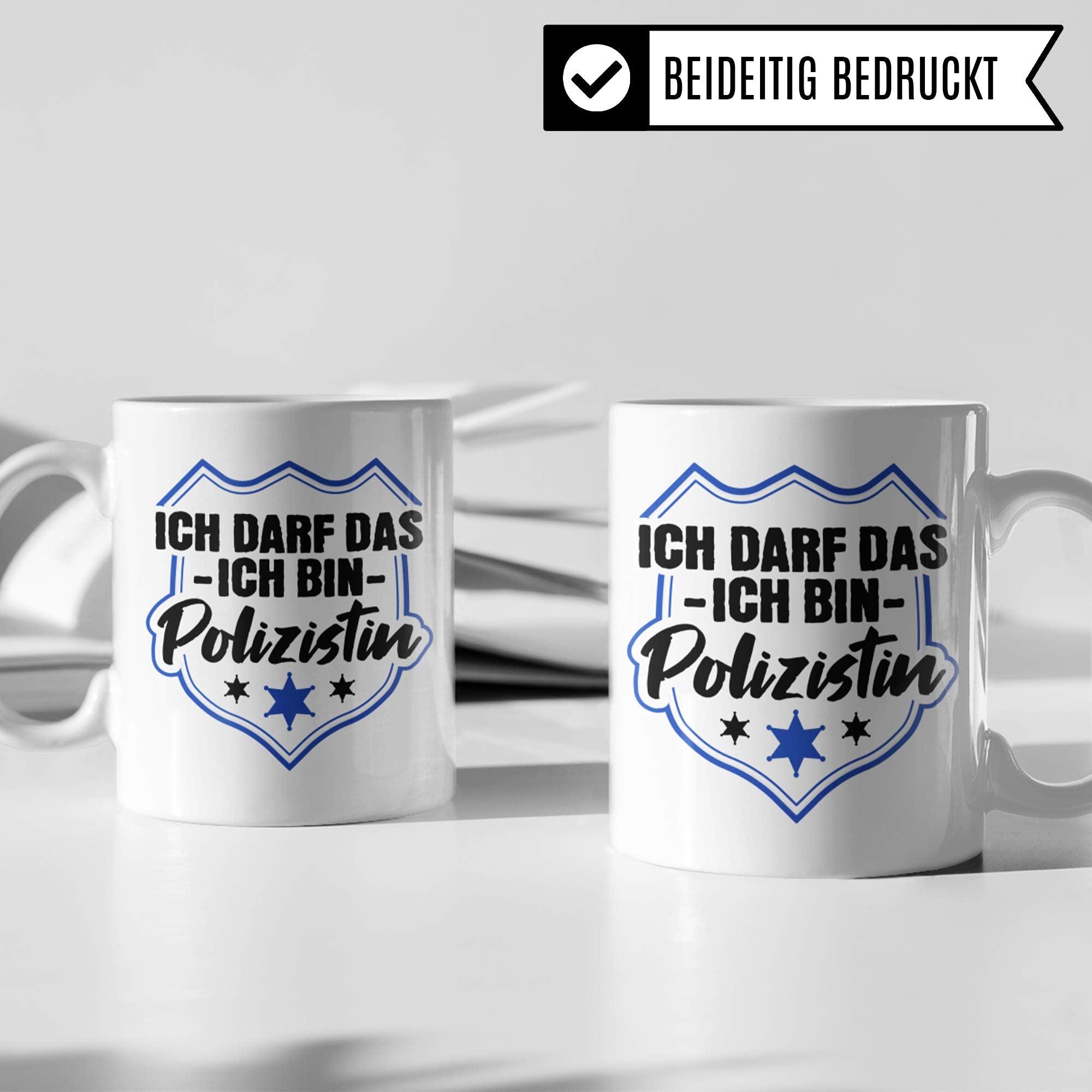 Polizei Tasse, Polizistin Geschenk lustig, Becher Geschenkidee für Polizisten Kaffeetasse, Ausbildung Frauen Polizeibeamtin Streifenpolizistin Kriminalpolizistin Beamtin Police Kaffeebecher lustig