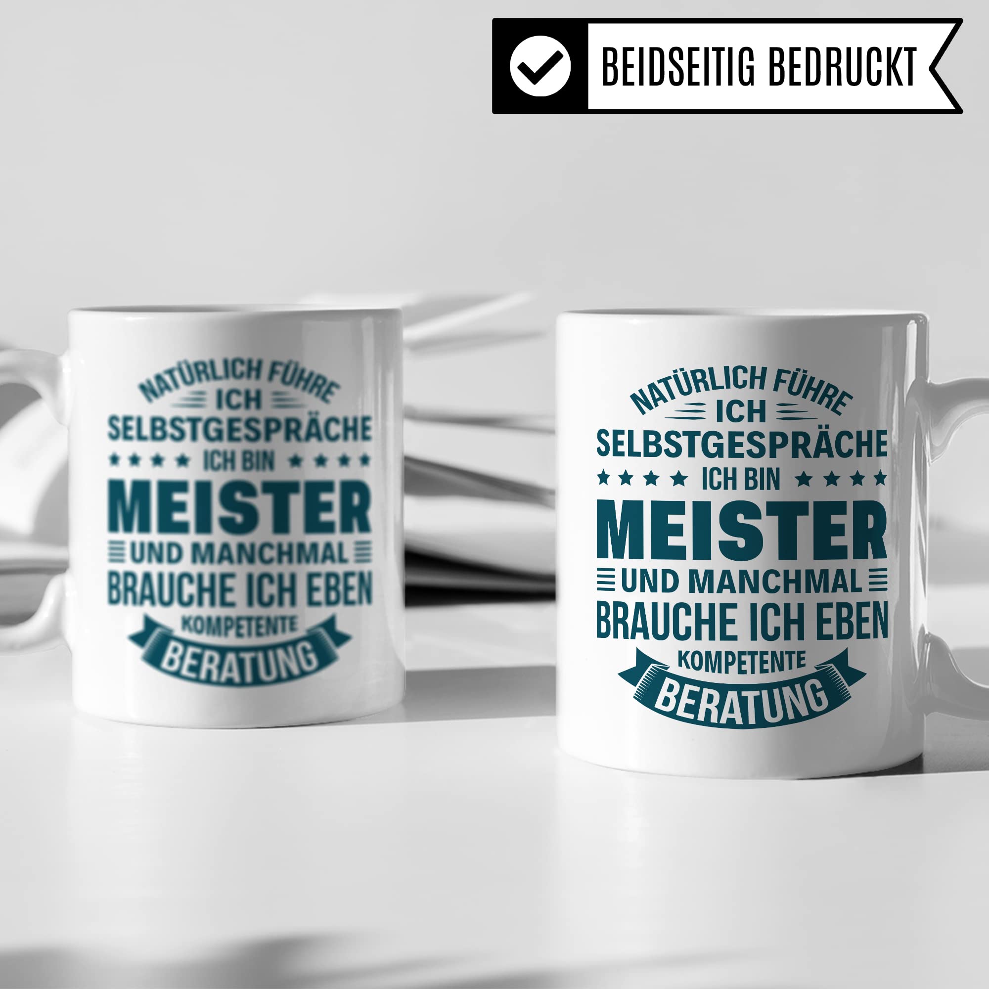 Meister Tasse Handwerksmeister Geschenk Kfz Meisterprüfung Kaffeebecher Kaffeetasse Humor Witz Geschenkidee für Meisterlehre Industriemeister Becher