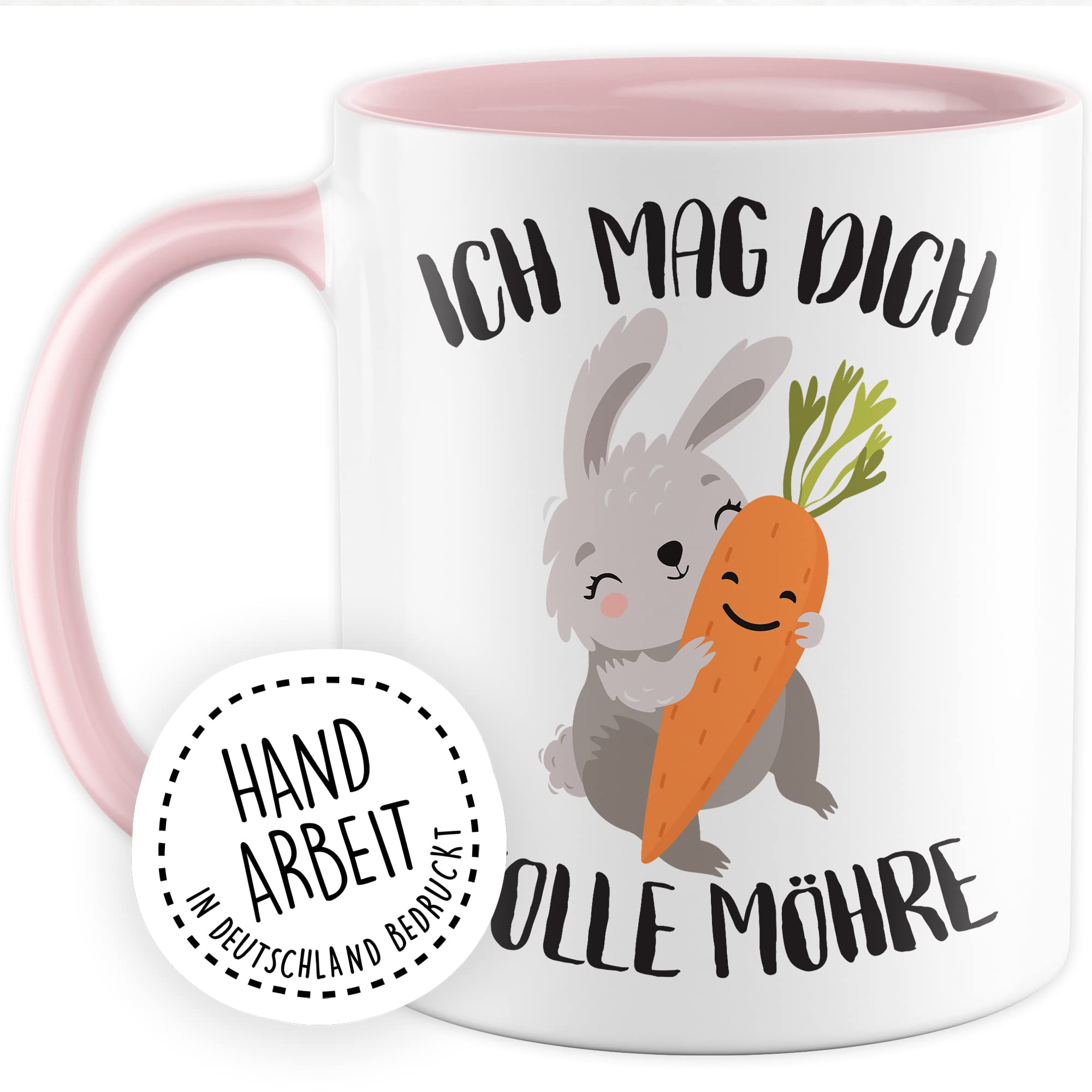 Süße Tasse Liebe Kaffeetasse Für Partner Geschenk Freundin Geschenkidee Freund Kaffee-Becher Mag dich volle Möhre Spruch Motiv süß Hase