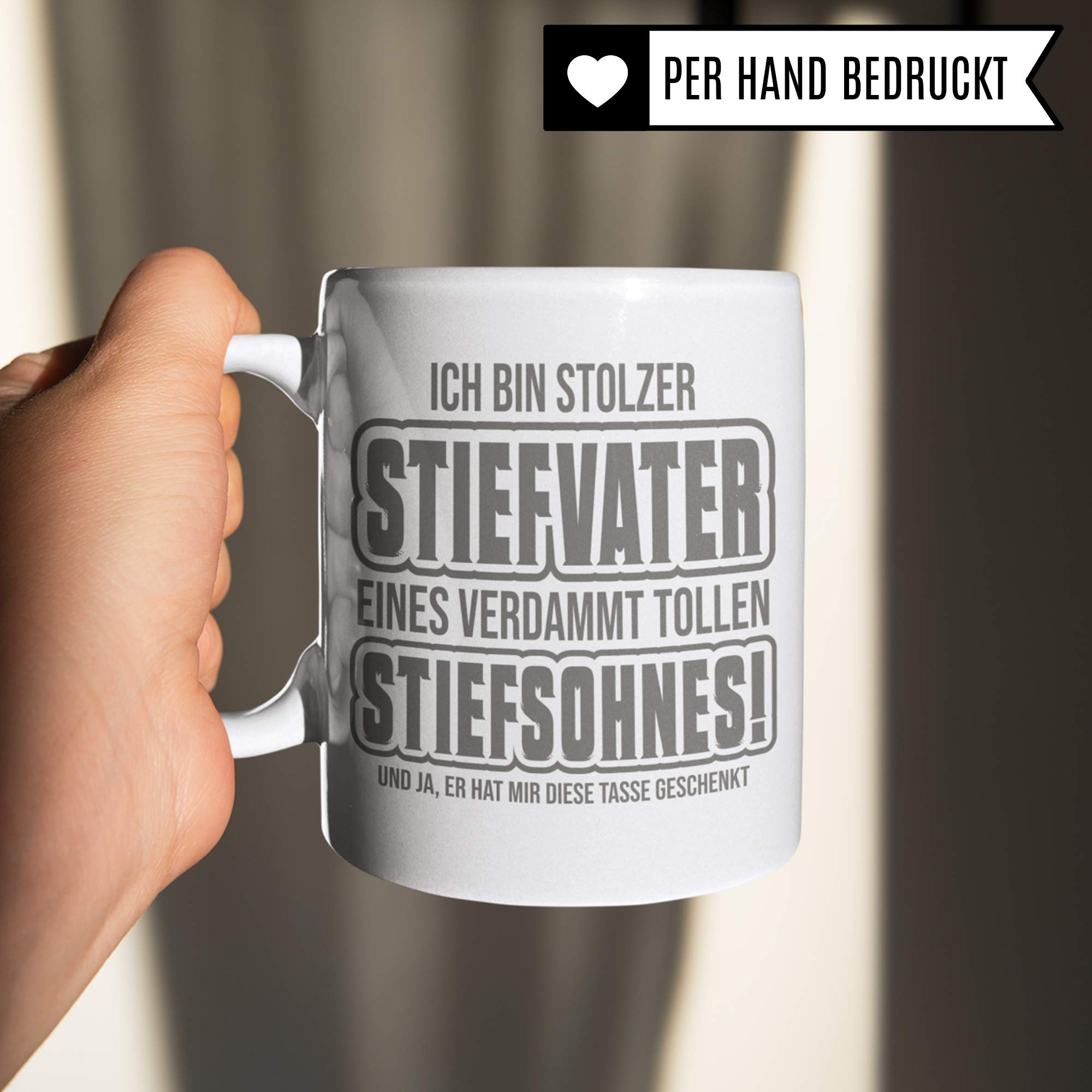 Pagma Druck Tasse Stiefvater Stiefsohn, Bonus Papa Kaffeetasse Geschenk Spruch, Bonuspapa Stief Vater Sohn Geschenkidee Kaffeebecher (Weiß/Weiß)