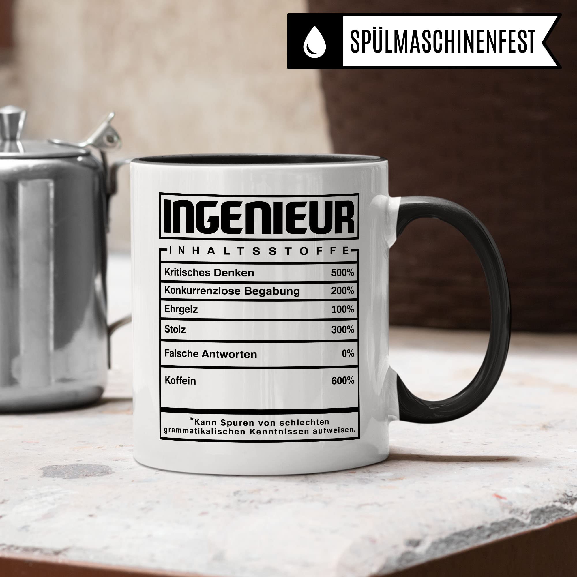 Ingenieur Tasse Geschenkidee Kaffeetasse Humor Witz Geschenk für Ingenieurberufe Kaffeebecher Kfz IngenieurBecher