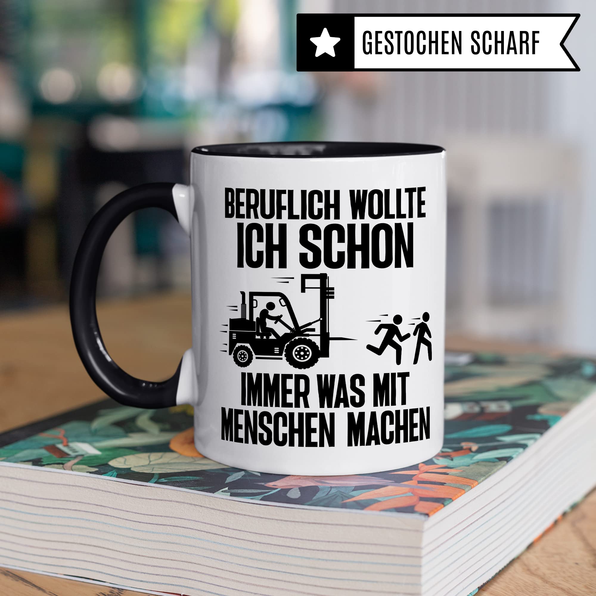 Lagerist Tasse mit Spruch lustig Staplerfahrer Geschenk Gabelstapler-Fahrer Kaffee-Becher böser Humor Kaffeebecher Lagerarbeiter Lagerlogistiker Geschenkidee