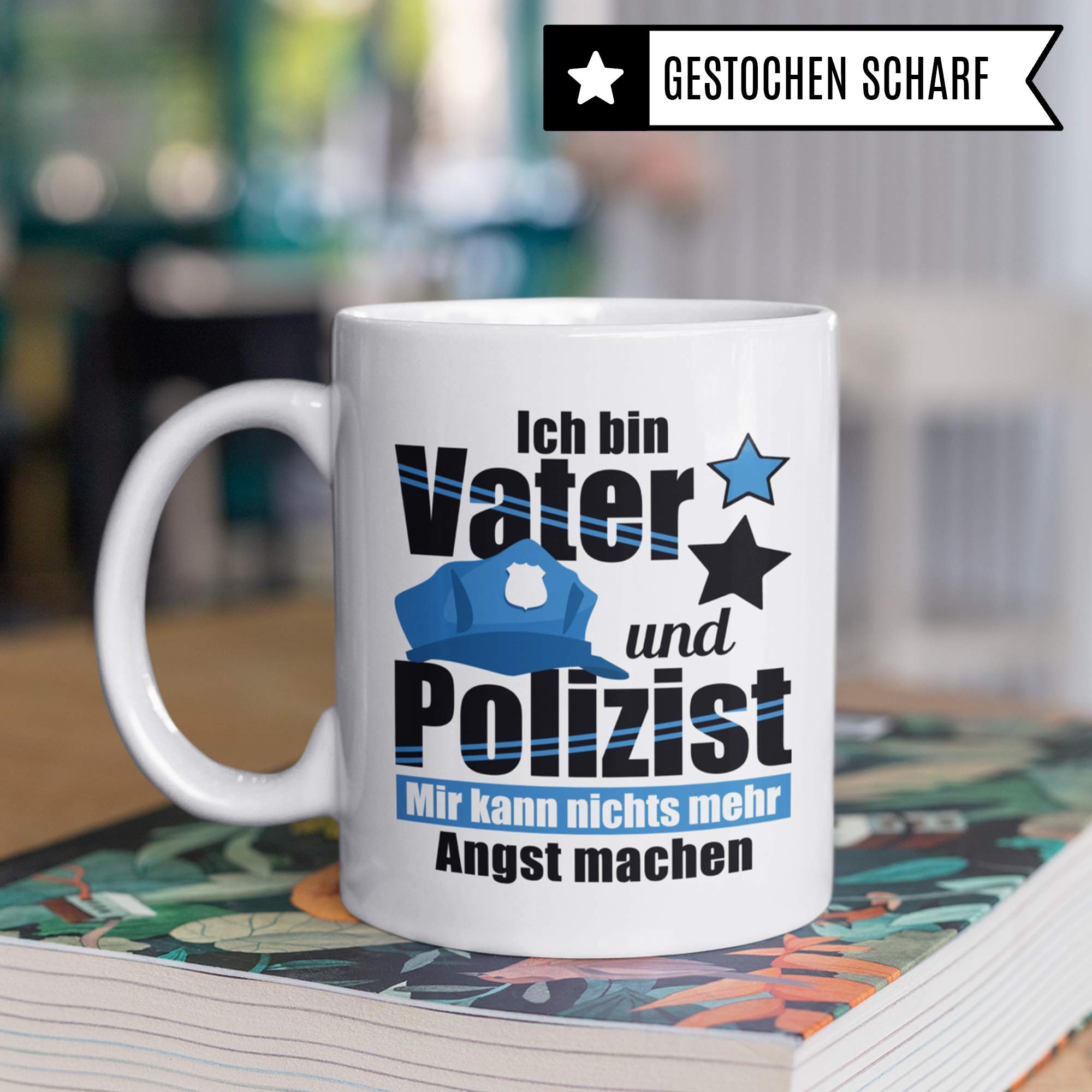 Tasse Polizei, Geschenk für Polizisten, Becher Polizist Vater Geschenkidee Kaffeetasse, Polizist Papa Vatertag Ausbildung Polizeibeamter Kaffeebecher lustig