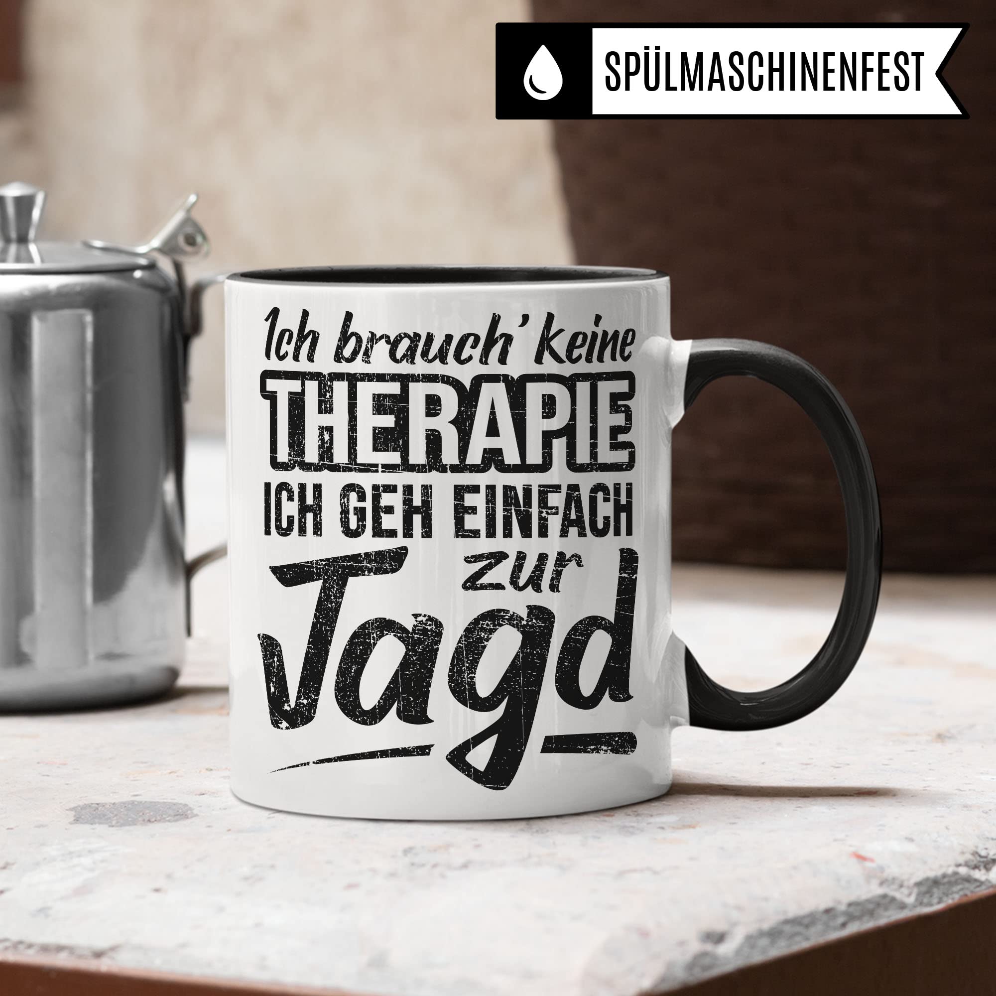 Jagd Geschenk, Kaffeetasse Humor Witz Geschenk für Jägerei, Jäger Jägerin Tasse Geschenkidee, Kaffeebecher für Männer Frauen, Therapie Becher lustig