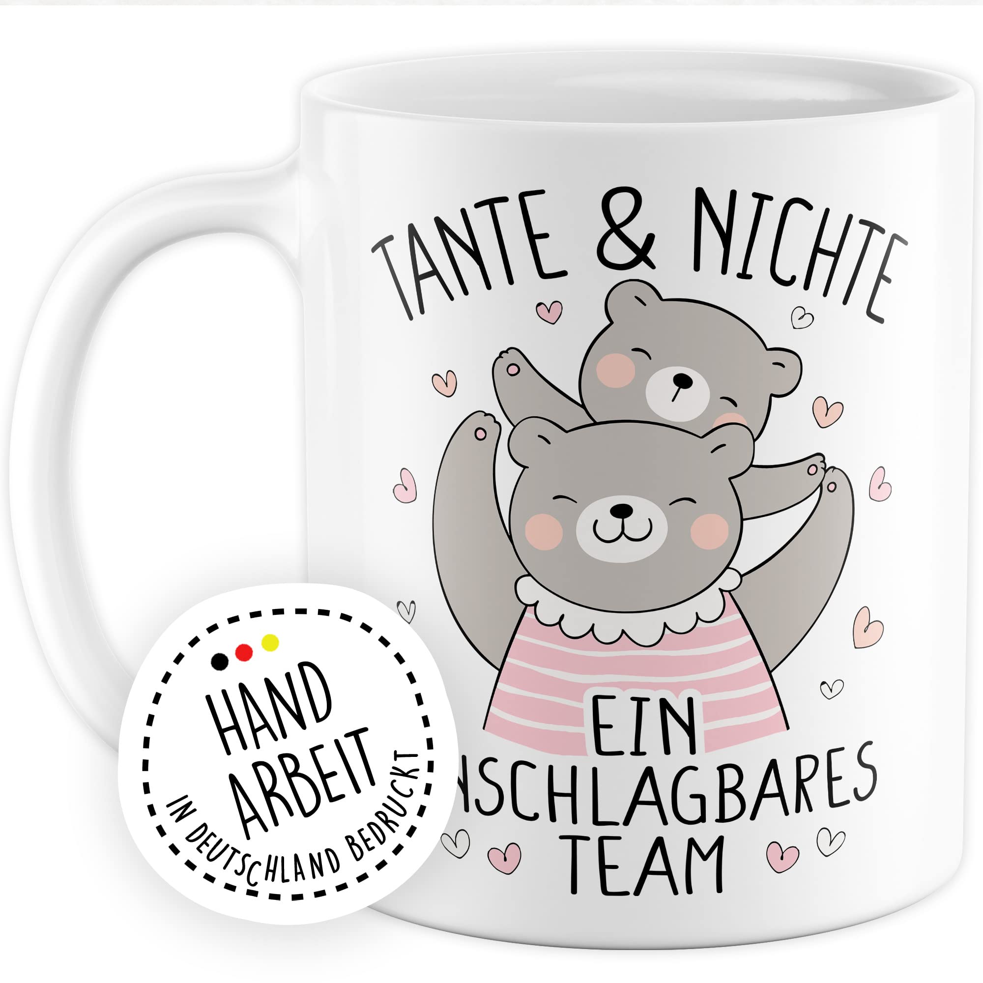 Tante Tasse Geschenk, Tante & Nichte ein unschlagbares Team Geschenkidee Kaffee-Becher Kaffeetasse Tasse mit Spruch lustig Tante Nichte Familie Patentante