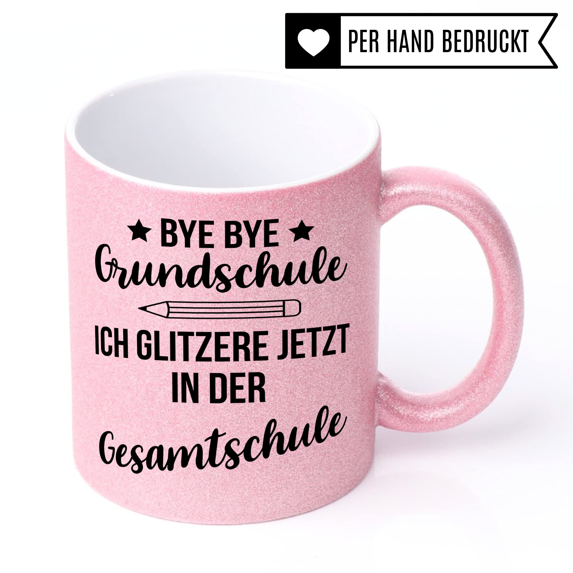 Tasse Gesamtschule 5. Klasse Glitzer Geschenk Tasse Schulwechsel Grundschule Gesamtschule Übergang Geschenk Geschenkidee Übertritt Mädchen Gesamtschülerin Kakao-Becher Glitzertasse