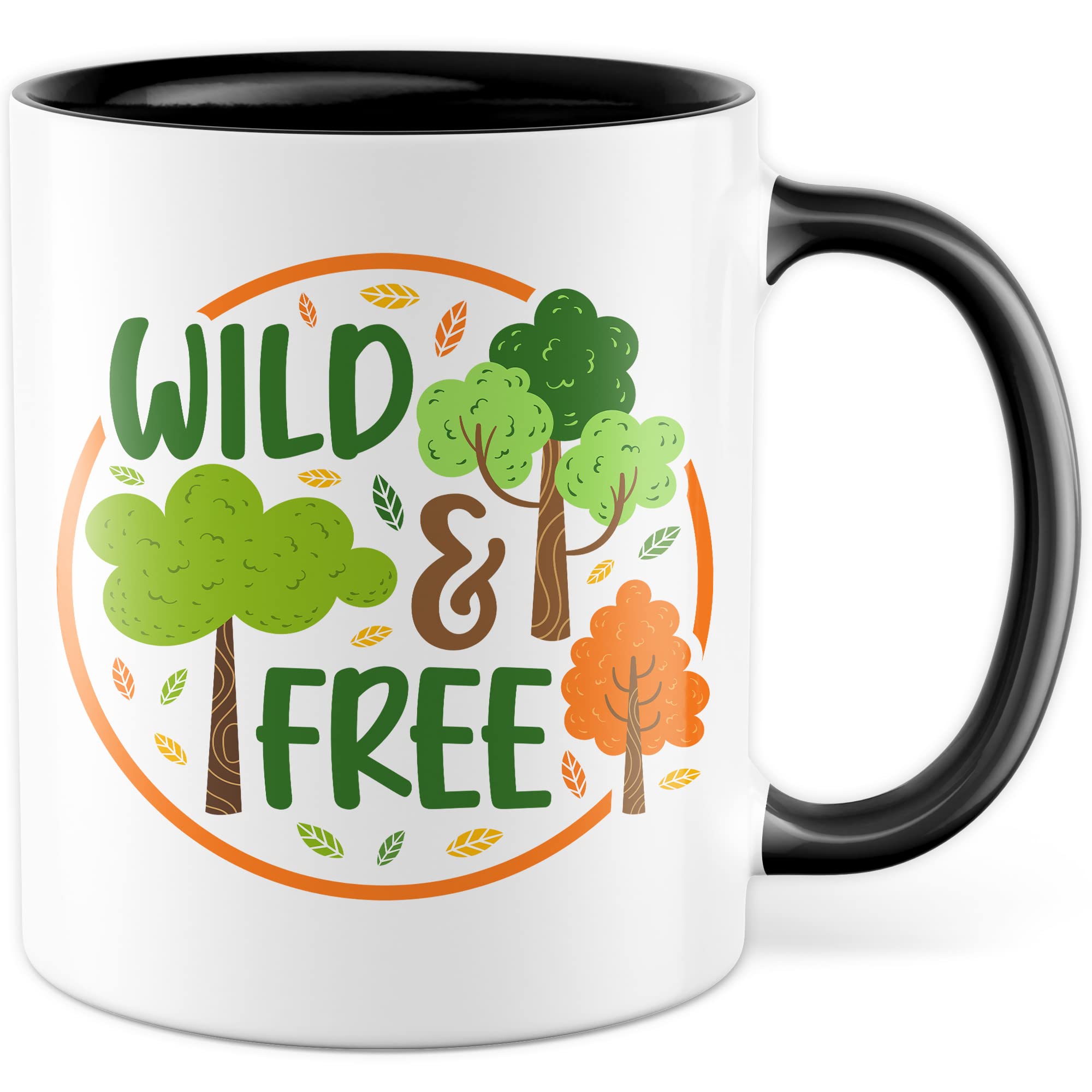 Wild & Free Becher Tasse Wohnmobil Wohnwagen Kaffeetasse Camping Geschenk Camper Kaffee-Becher Geschenkidee Outdoorfans Camperin Zelten Abenteuer Reisen Spruch Campingurlaub