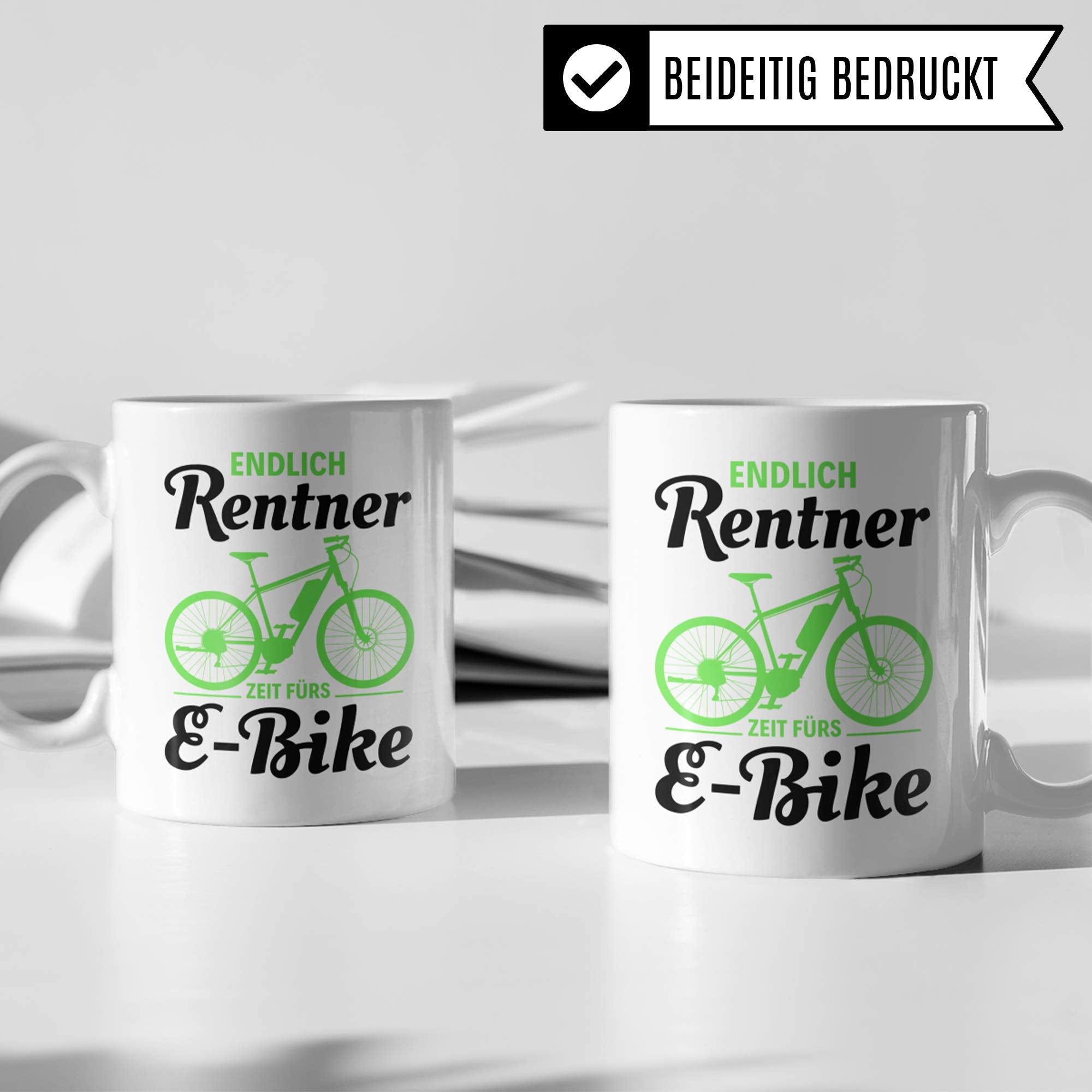 Pagma Druck EBike Geschenk, Rentner E Bike Tasse Ruhestand, Fahrrad Elektrorad Rente Renteneintritt Geschenkidee, Rentenbeginn E-Bike Becher Kaffeetasse