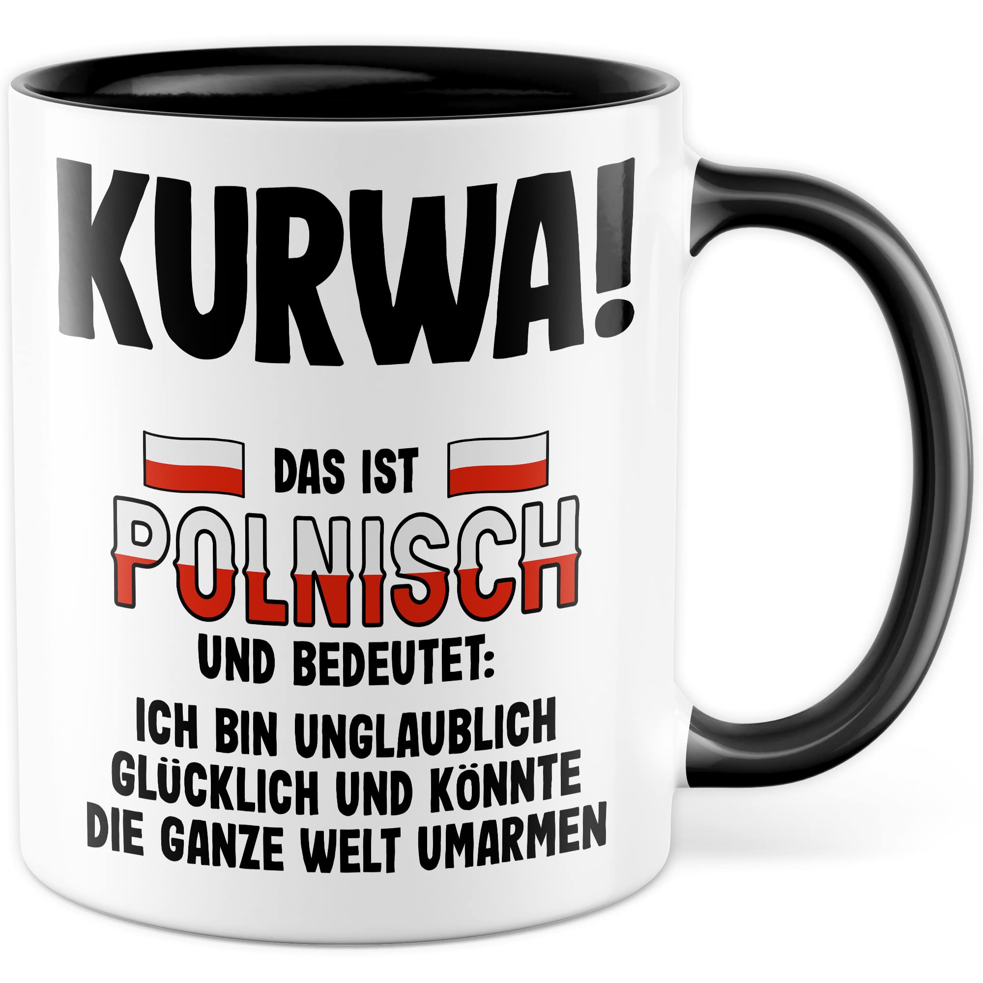 Kurwa Tasse lustige Kaffeetasse mit Spruch polnisch Kaffee-Becher Polen Witz kurwa mac Geschenkidee Pole Polin Geschenk Ostblock falsche Übersetzung Deutsch-Polnisch Sarkasmus