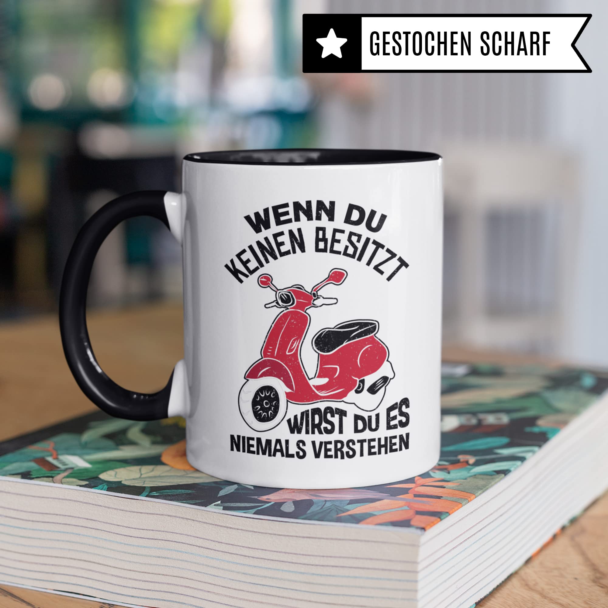 Tasse Mofa, Kaffeetasse Moped Geschenk, Roller Geschenkidee Vintage Mokick, Motorroller Geschenke Mopedfahrer Rollerfahrer Mofafahrer 50ccm Kaffee-Becher