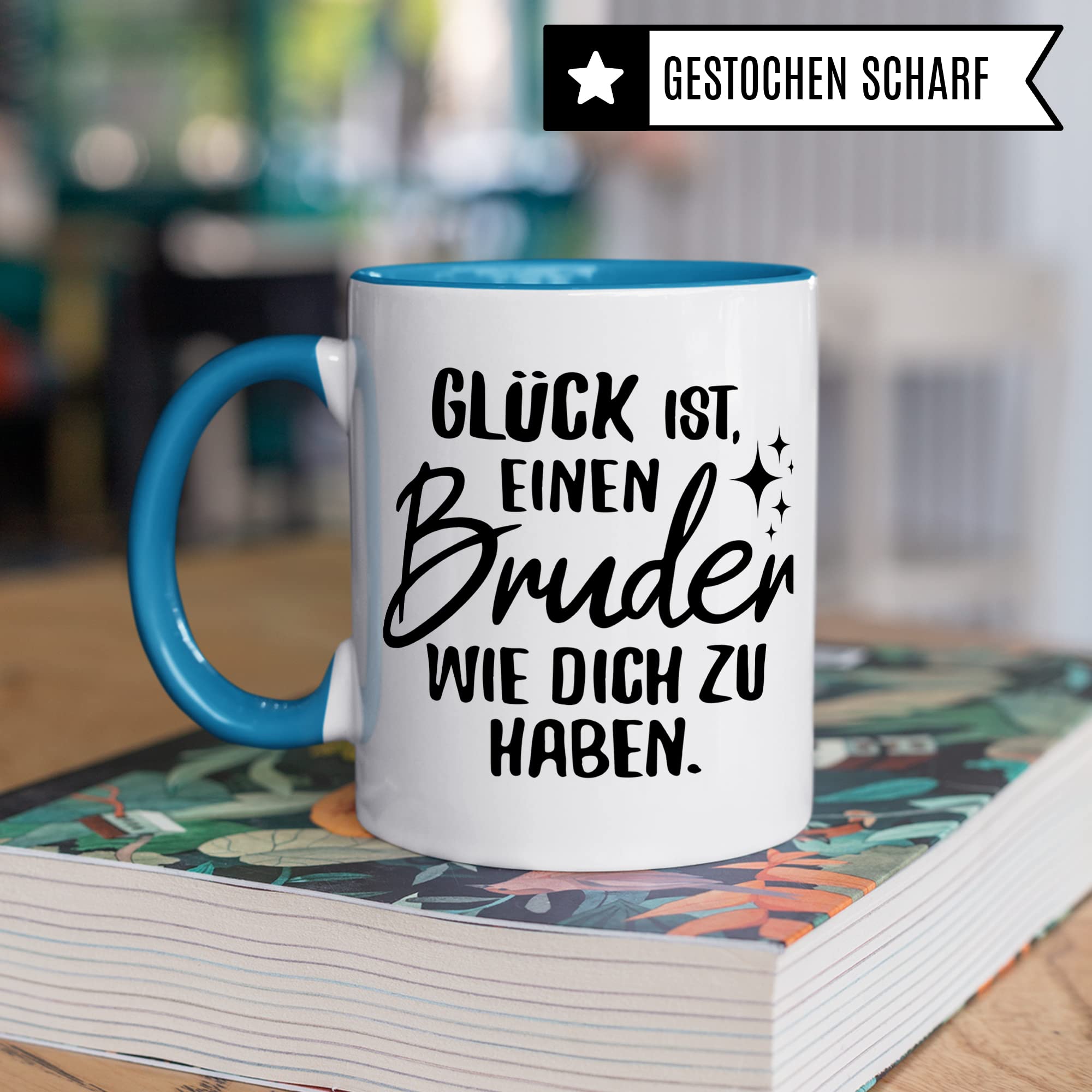 Bruder Tasse Geschwister Kaffeetasse Brüder Geschenk Bruderherz Kaffee-Becher Schwester Geschenkidee Glück ist einen Bruder wie dich zu haben Motiv Geschwisterliebe