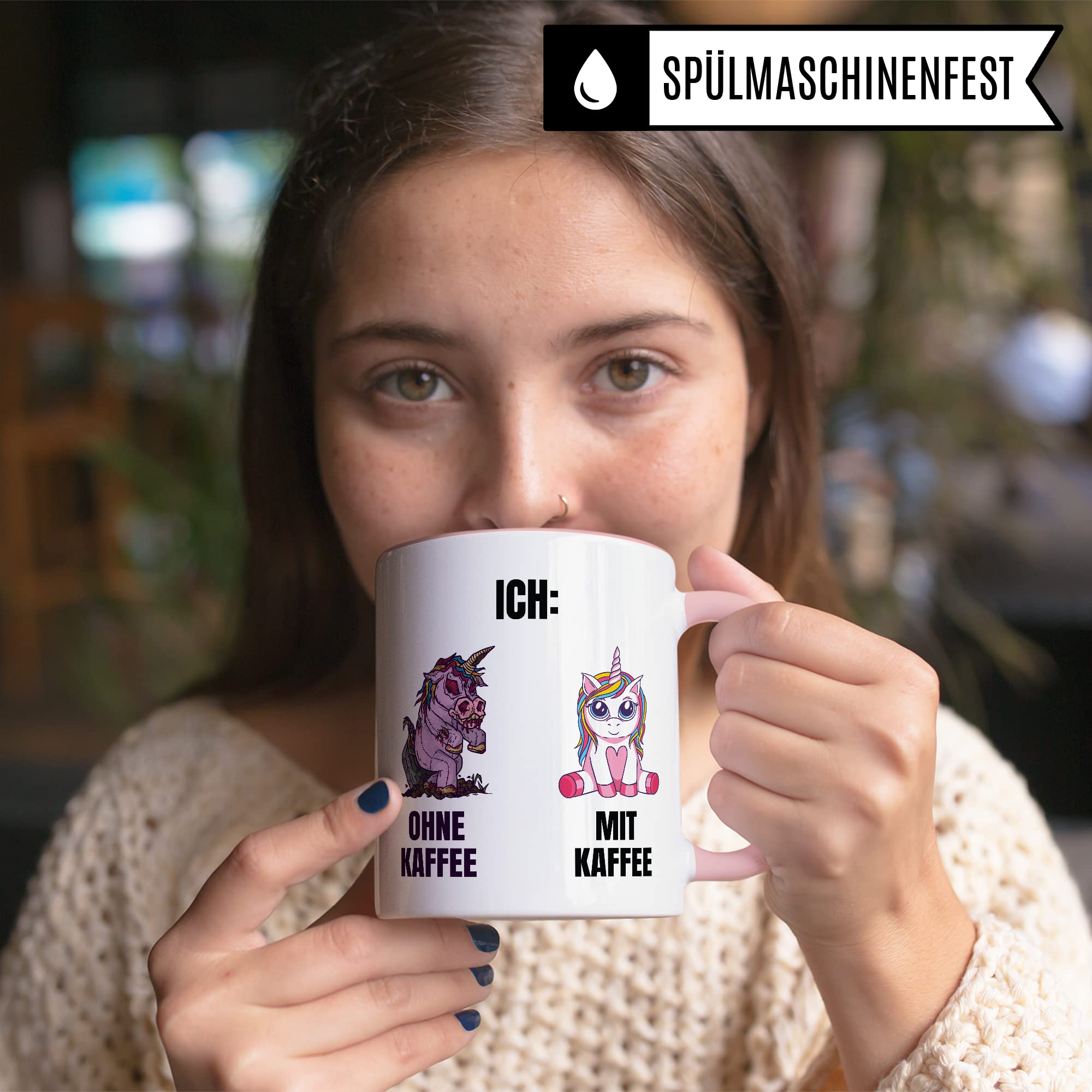 Einhorn Tasse Geschenk Kaffeetasse mit Spruch lustig Ohne Kaffee mit Kaffee, Geschenk-Idee Kaffeeliebhaber Kaffeetrinker Kaffee-Becher Humor Witztasse