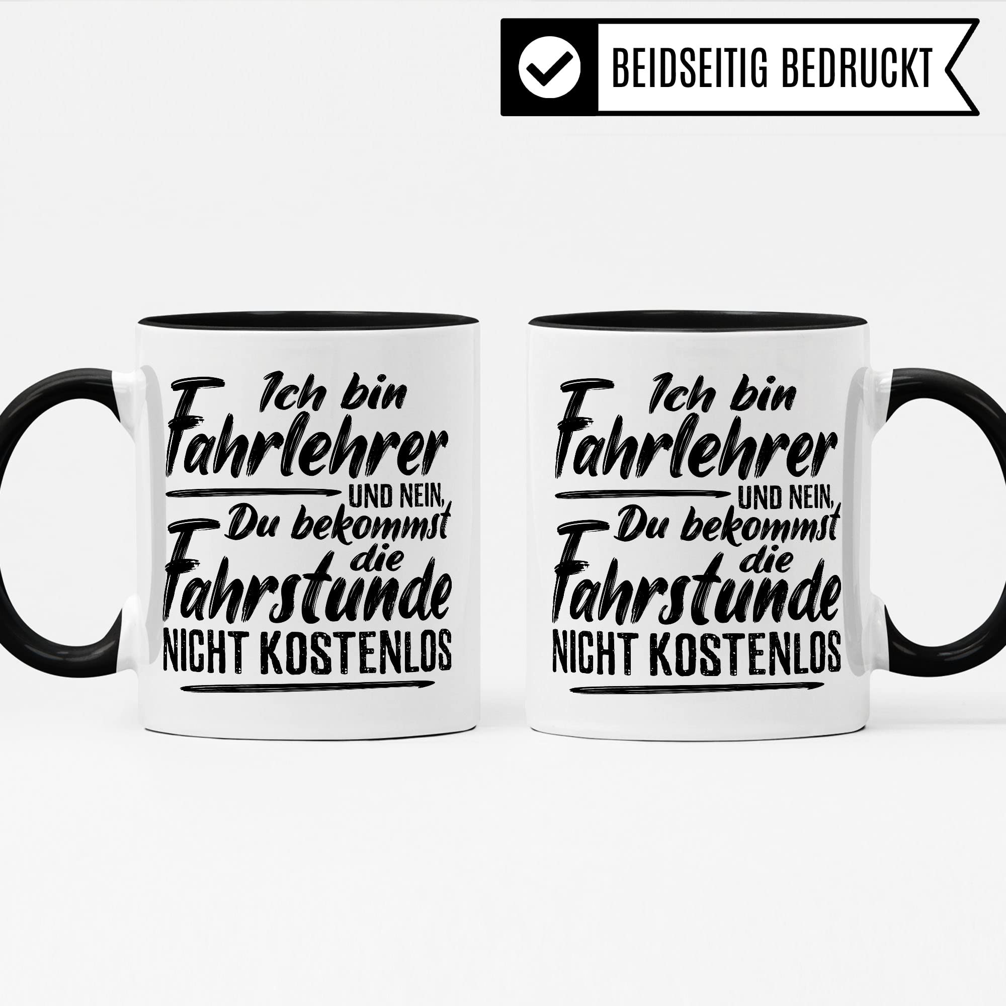 Fahrstunde Tasse Geschenkidee Kaffeetasse Humor Witz Geschenk für Fahrlehrer Kaffeebecher Fahrschule Becher