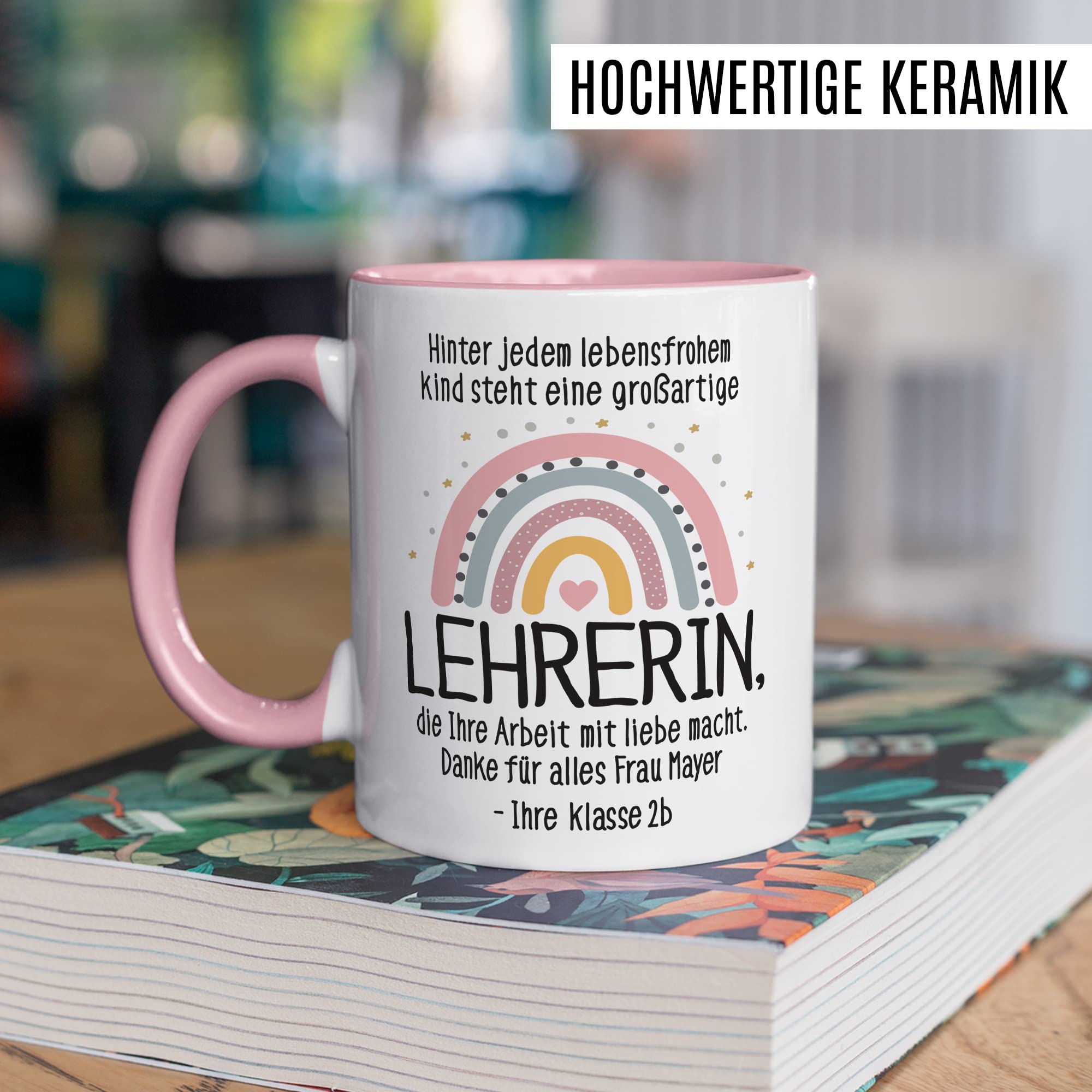 Lehrerin Tasse mit Spruch personalisiert Geschenkidee für Lehrerinnen personalisierbar mit Name Abschiedsgeschenk Abschied Kaffee-Becher