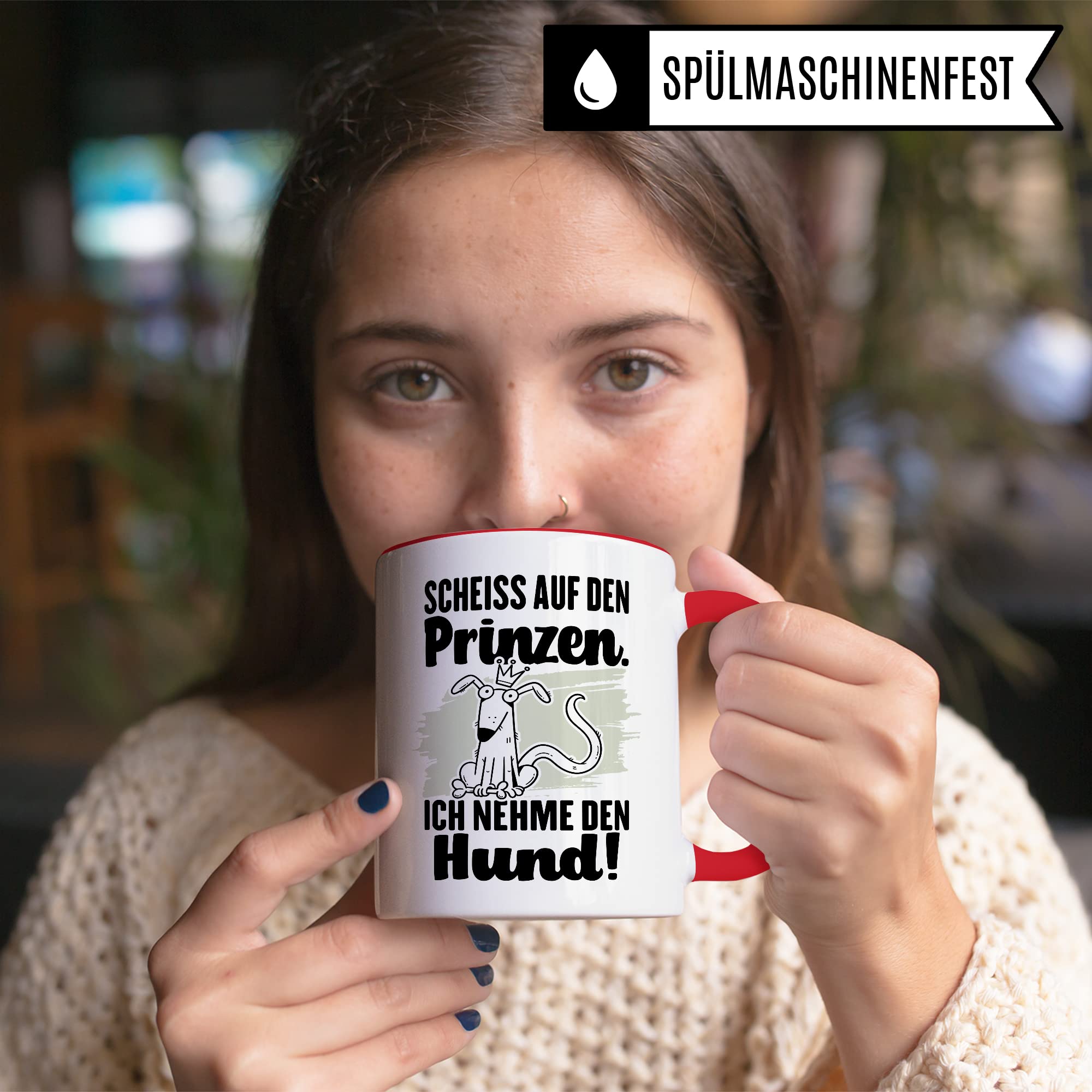 Tasse Hundemama Geschenk, Scheiß auf den Prinzen Ich nehme den Hund Geschenkidee beste Freundin Kaffee-Becher Kaffeetasse mit Spruch lustig Hundeliebhaber Single Liebeskummer