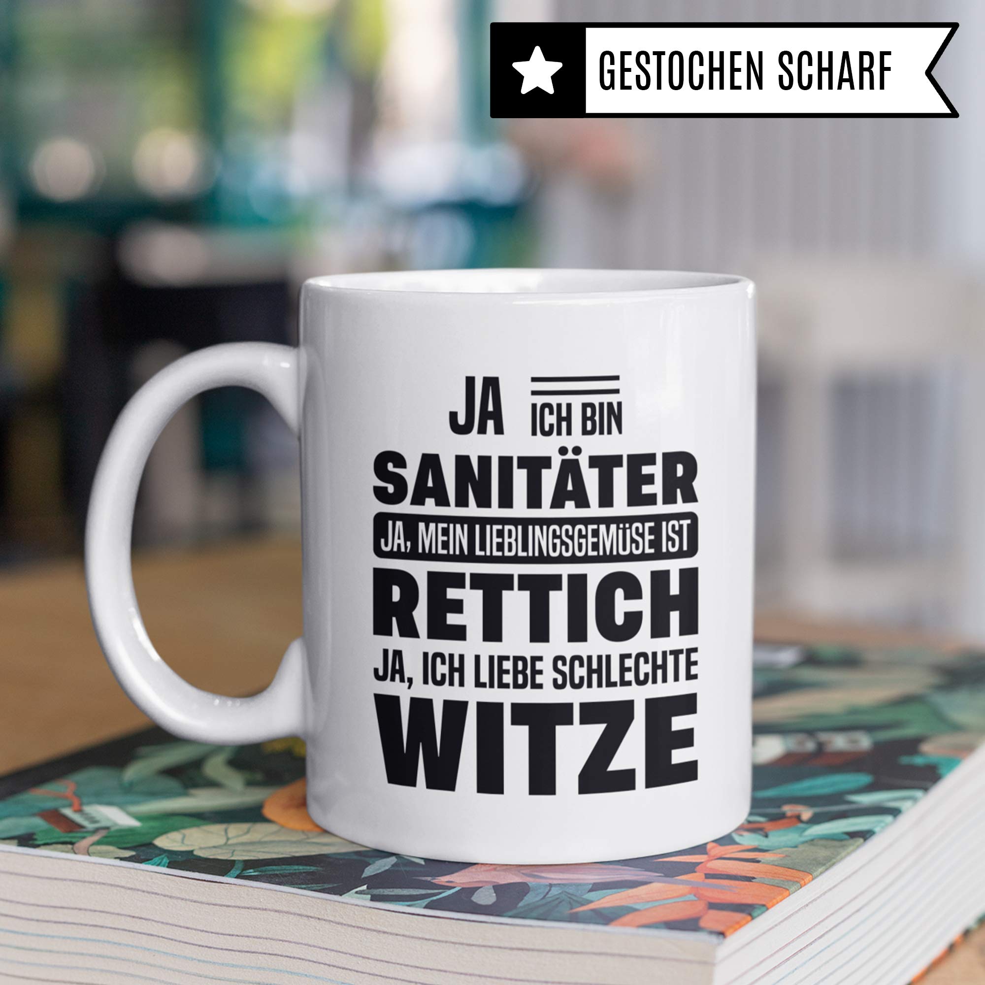 Pagma Druck Tasse Sanitäter, Rettungssanitäter Geschenk Rettungsdienst, Kaffeebecher Geschenk Spruch, Krankenwagen Rettungshelfer Becher Geschenkidee (Weiß/Weiß)