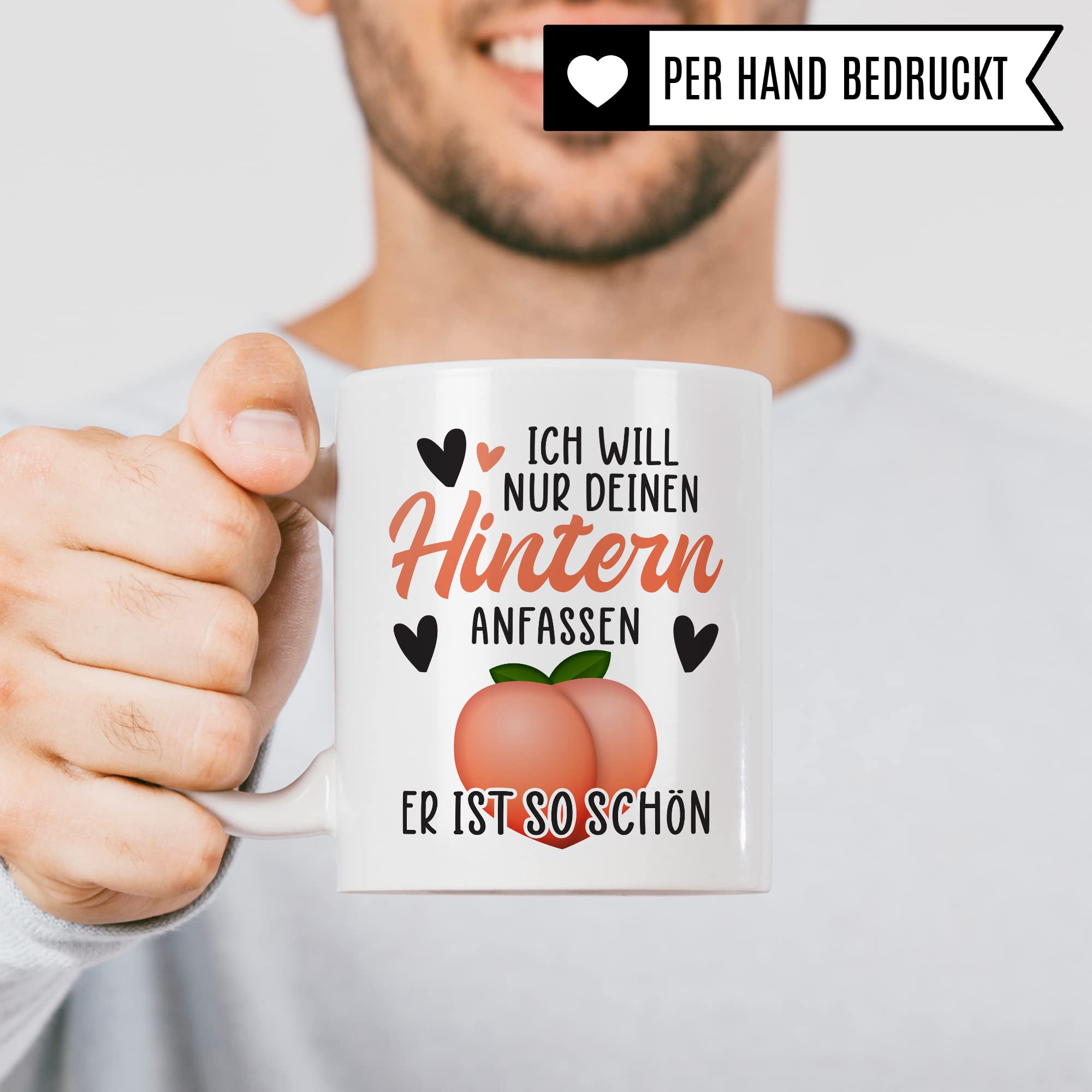 Hintern Tasse Freundin Geschenk Kaffeetasse Freund Popo Kaffee-Becher lustiges Geschenk Beziehung Geschenkidee Humor Ich will deinen Hintern anfassen Spruch Zeichnung