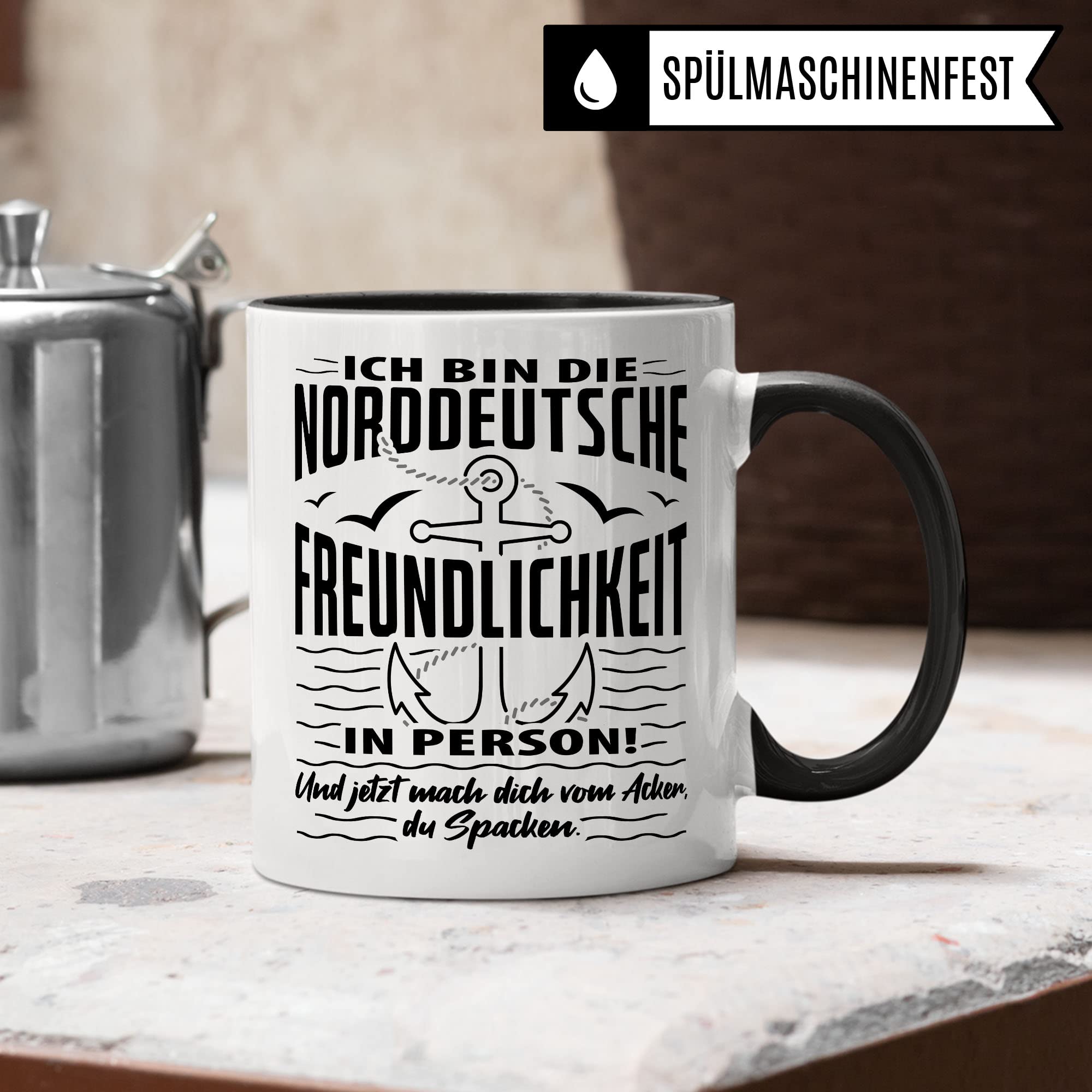 Norddeutschland Tasse Geschenkidee Kaffeetasse Humor Witz Geschenk für Norddeutsche Kaffeebecher Freundlichkeit Becher