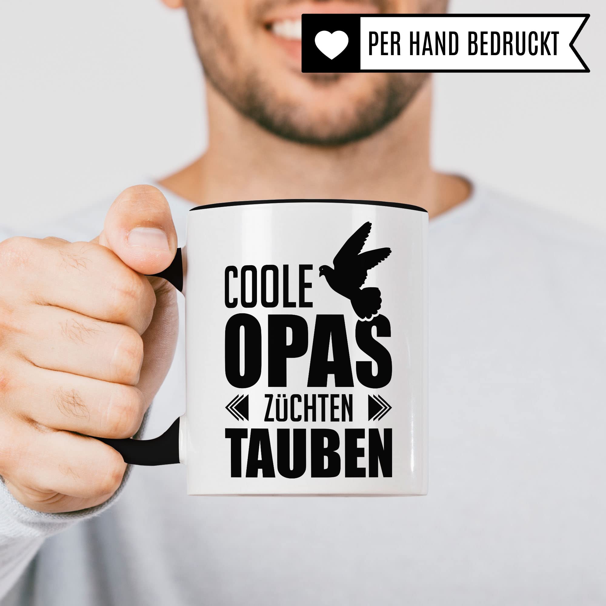 Opa Tasse Geschenkidee, Kaffebecher mit Spruch lustig, Taubenzüchter Geschenk, Kaffeetasse Humor Witz Geschenk für Großvater, Taube Teetasse