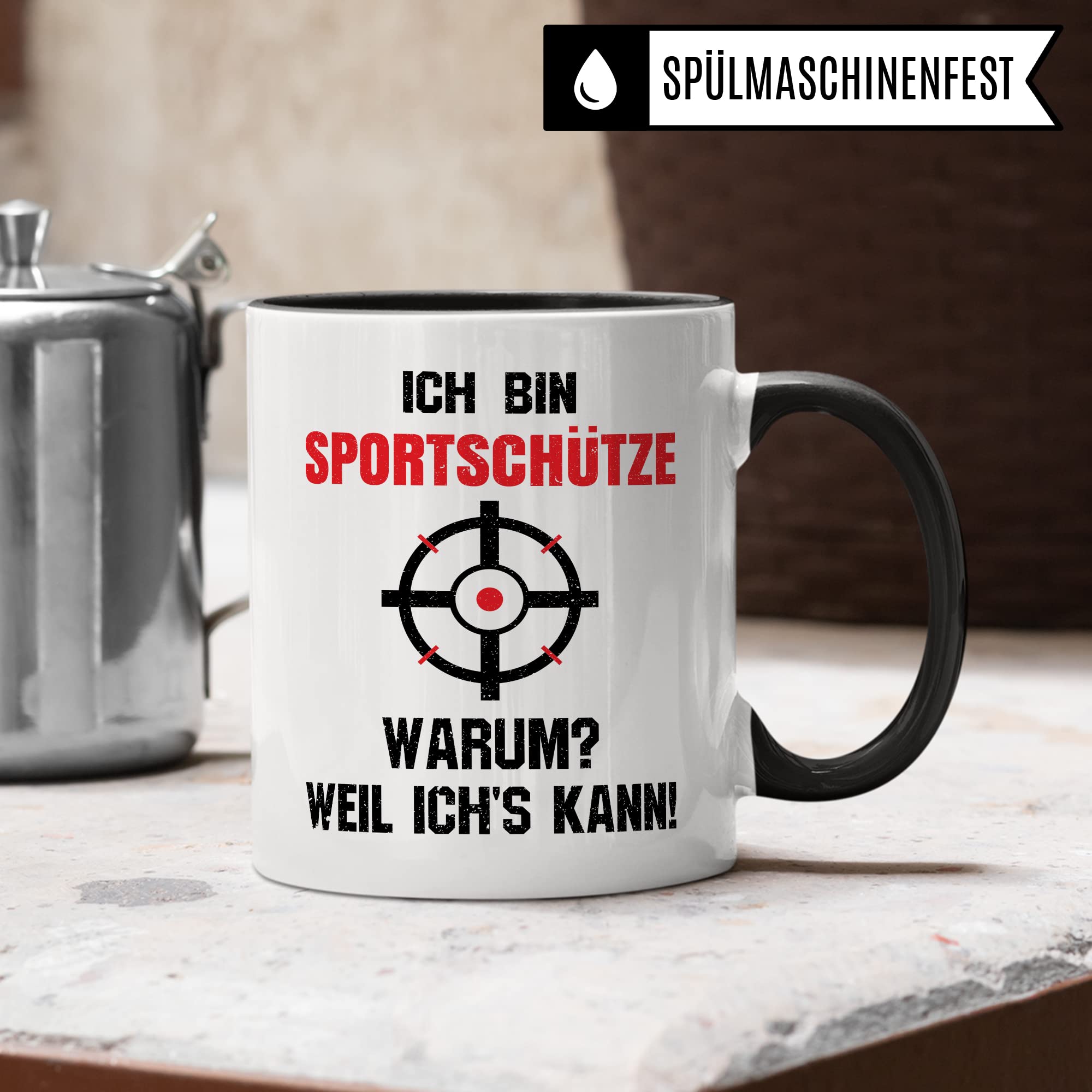 Sportschützen Tasse Schütze Geschenk Schützenverein Kaffeebecher Kaffeetasse Humor Witz Geschenkidee für Sportschütze Schießen Becher