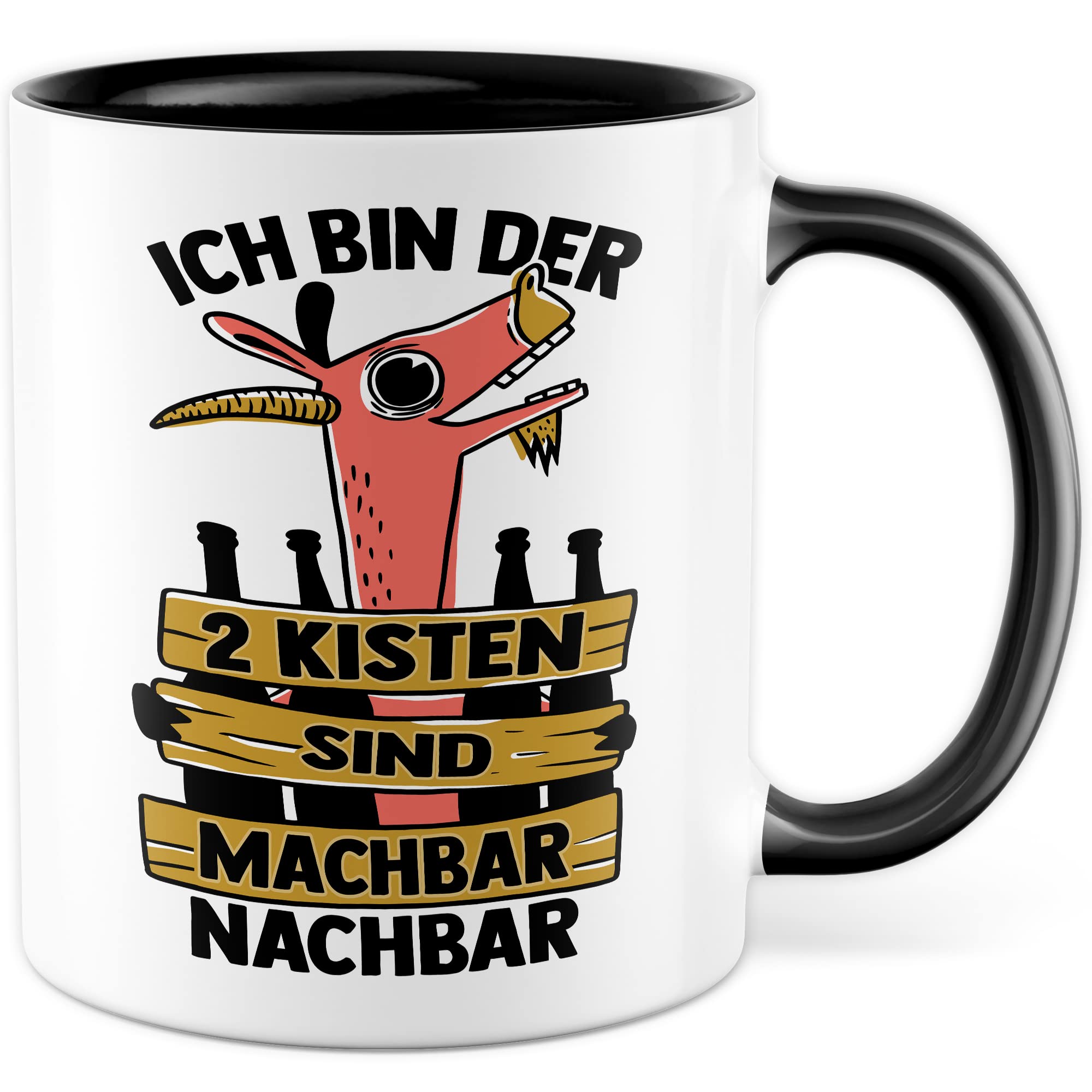 Tasse Nachbar Geschenk lustig, Ich bin der 2 Kisten sind machbar Nachbar Geschenkidee Nachbar Kaffee-Becher Kaffeetasse Tasse mit Spruch lustig Bierkisten Teeasse Nachbarschaft