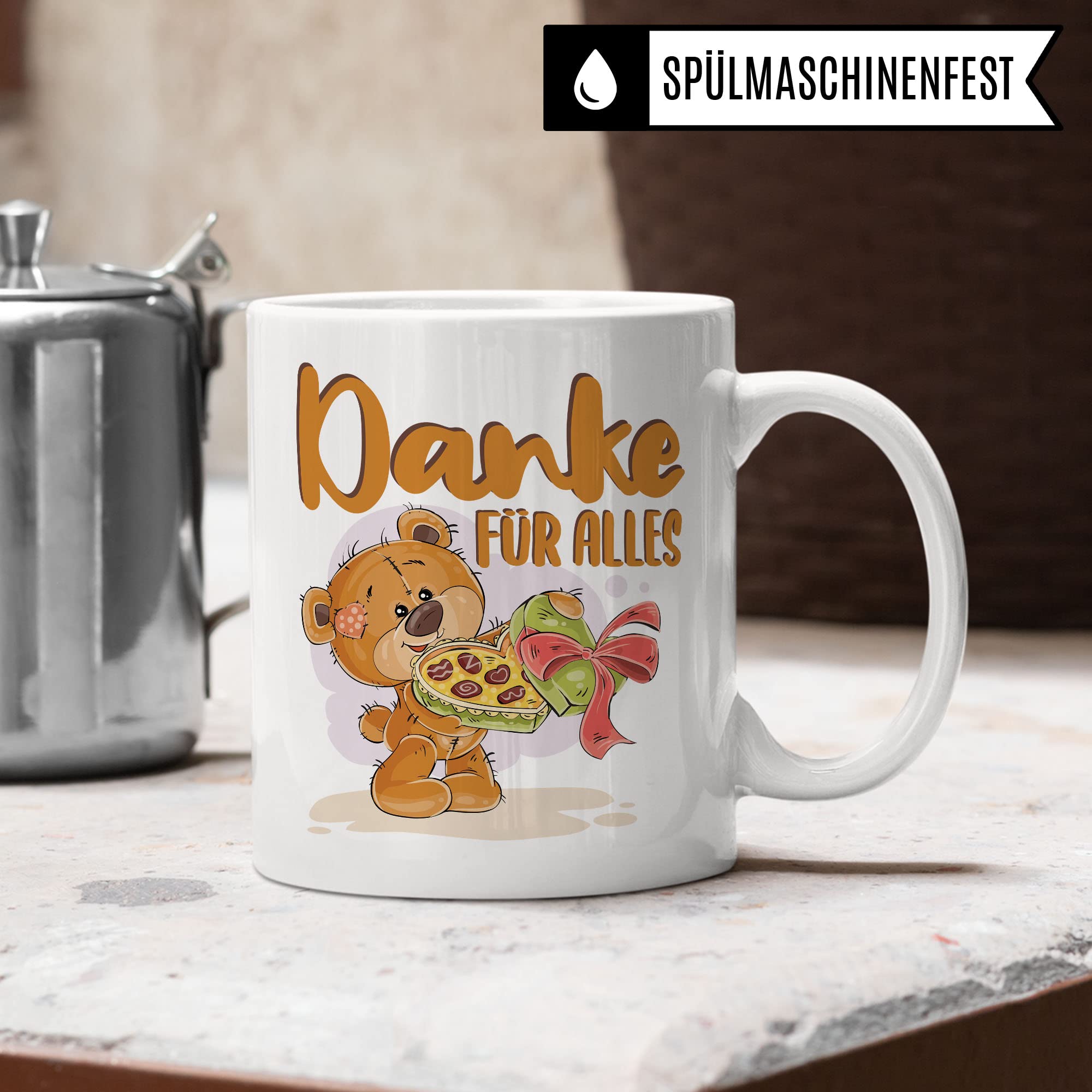 Tasse Danke für Alles Geschenk Bär lustig Spruch Geschenk Kaffeetasse Dankeschön Kleinigkeit Dankessprüche Frauen Kollegin Teetasse Freundin Kaffee-Becher