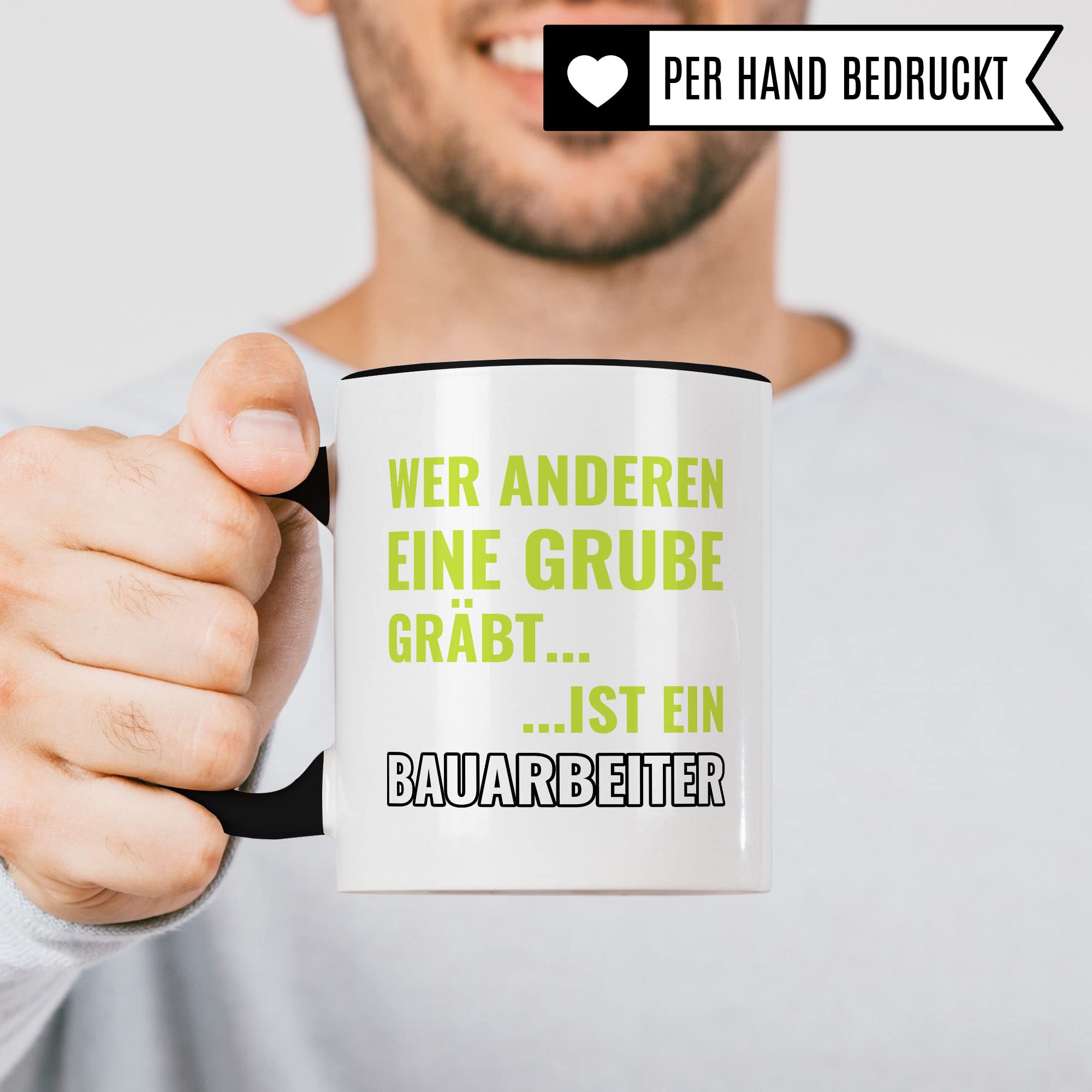 Bauarbeiter Tasse, Baustellen Spruch lustig, Männer Kaffeetasse Geschenkidee, Bagger Kaffeebecher, Baggerfahrer Becher, Humor Witz Geschenk für Baustelle