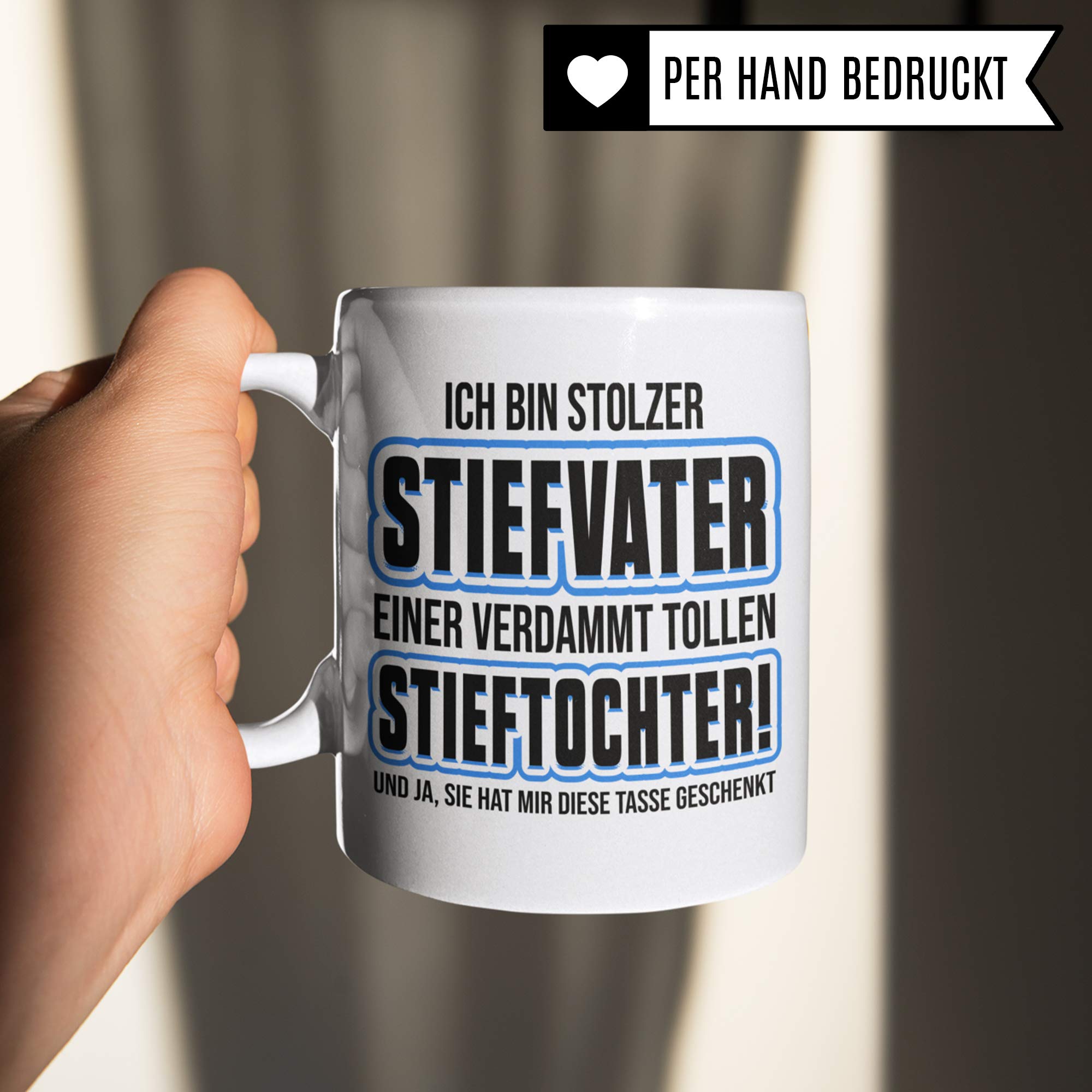 Pagma Druck Stiefvater Stieftochter Tasse Geschenk, Bonus Papa Tochter Spruch Becher Geschenkidee, Kaffeetasse (Weiß/Weiß)