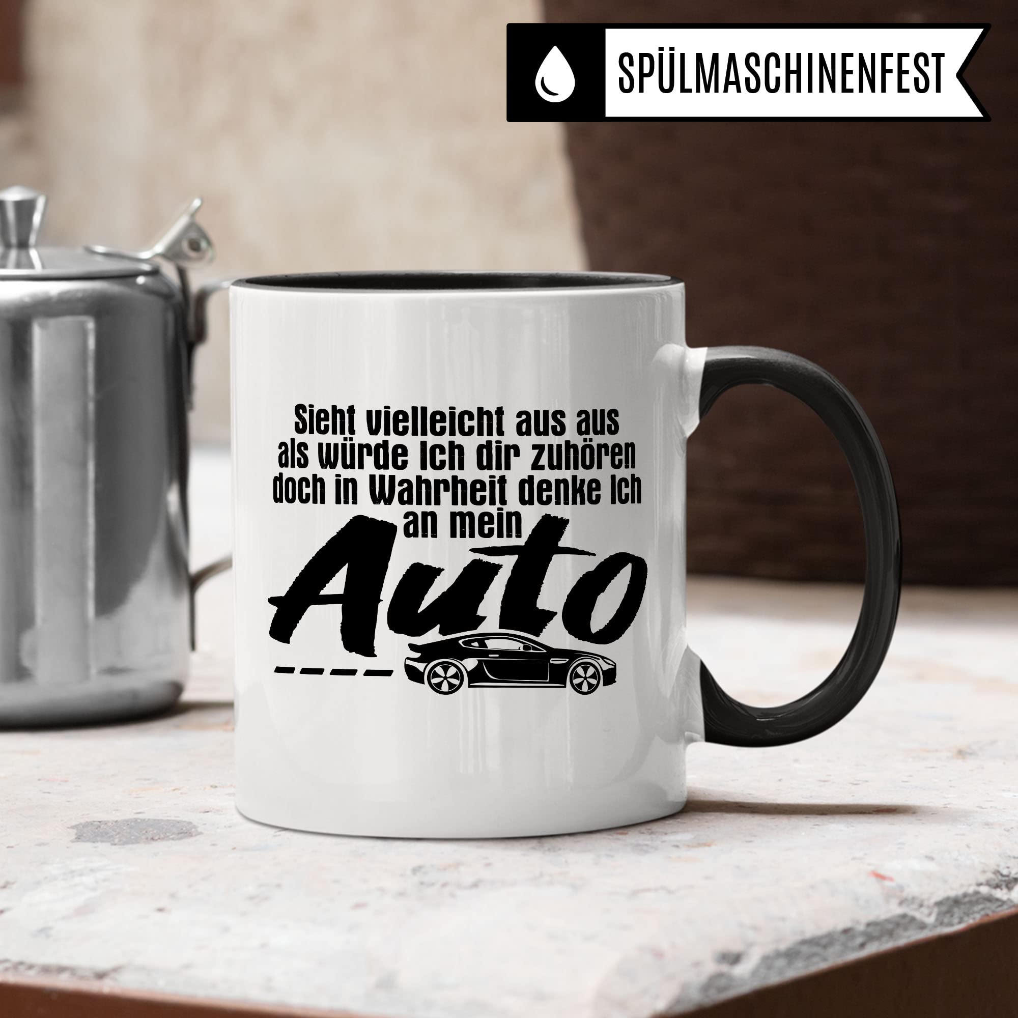 Auto Tasse Geschenk für Autoliebhaber Autoschrauber Männer Autofan Auto-Tuner Kaffeetasse Tuning Geschenke für Ihn KFZ Autoverrückt Geschenkidee