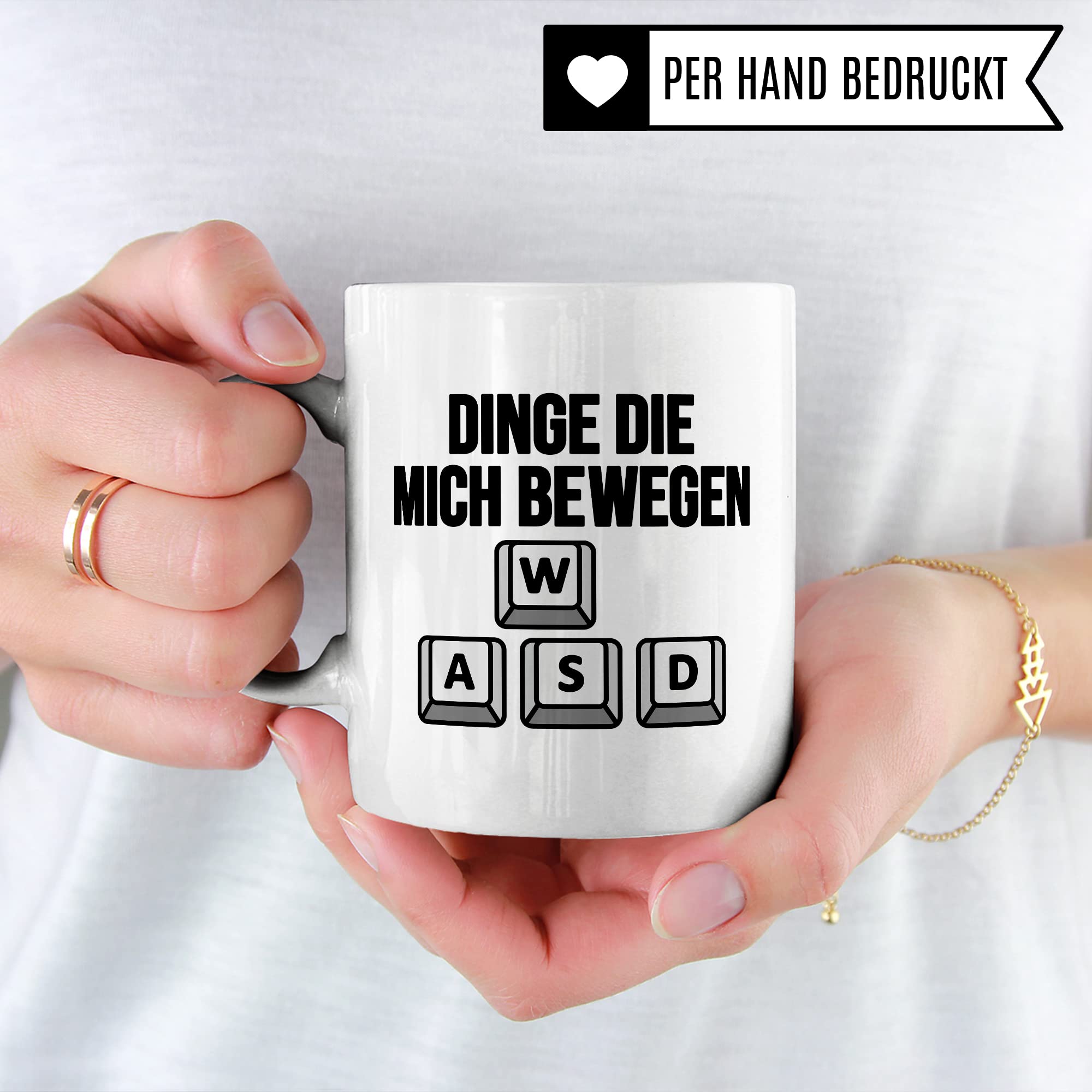 Gaming Tasse, Dinge die mich bewegen Kaffeetasse für Gamer Zocker Computerspieler Kaffee-Becher Geschenk Geschenkidee Nerd Teetasse mit Spruch lustig Gaming-Fans Computer-Spiele zocken