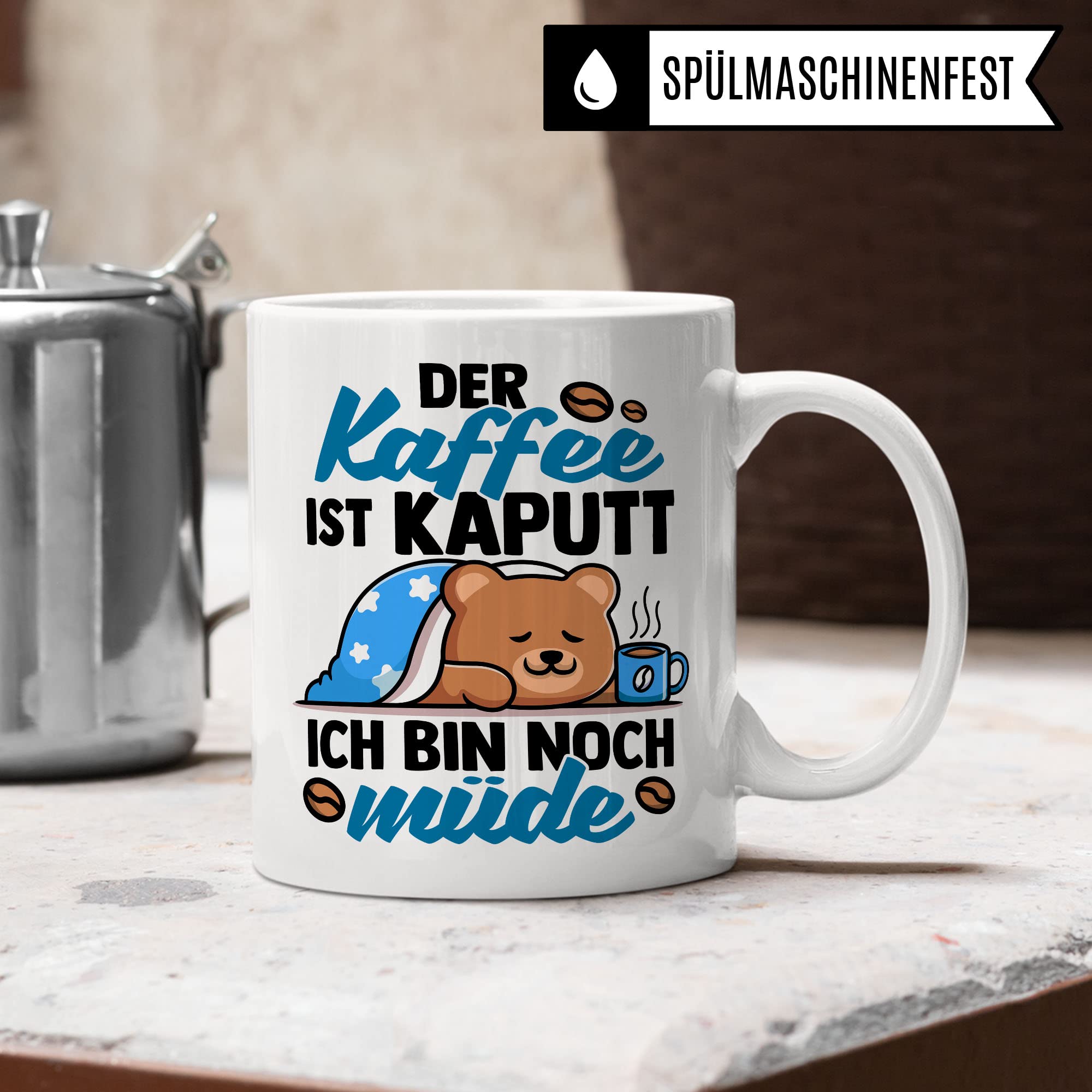 lustige Tasse mit Spruch: Der Kaffee ist kaputt Ich bin noch müde, Geschenk Lehrer Kollegen Büro lustig Sarkasmus sarkastische Spruch Kaffeebecher Kaffee-Liebhaber Morgenmuffel