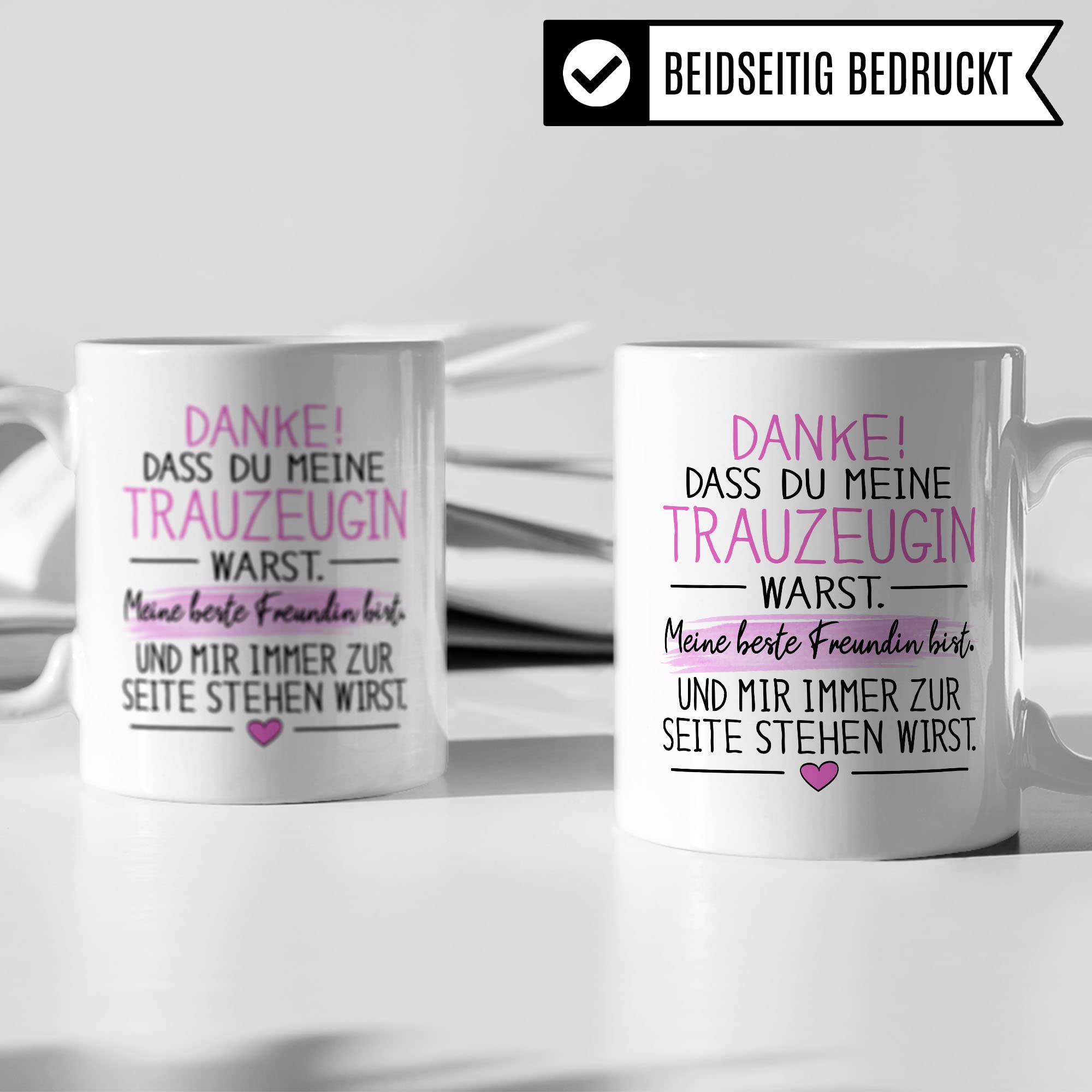 Trauzeugin Tasse DANKE! Dass du meine Trauzeugin warst Spruch Geschenk DankeschönTrauzeugin süßes Motiv schöne Geschenkidee Kaffeetasse Teebecher Hochzeit Dankesgeschenk