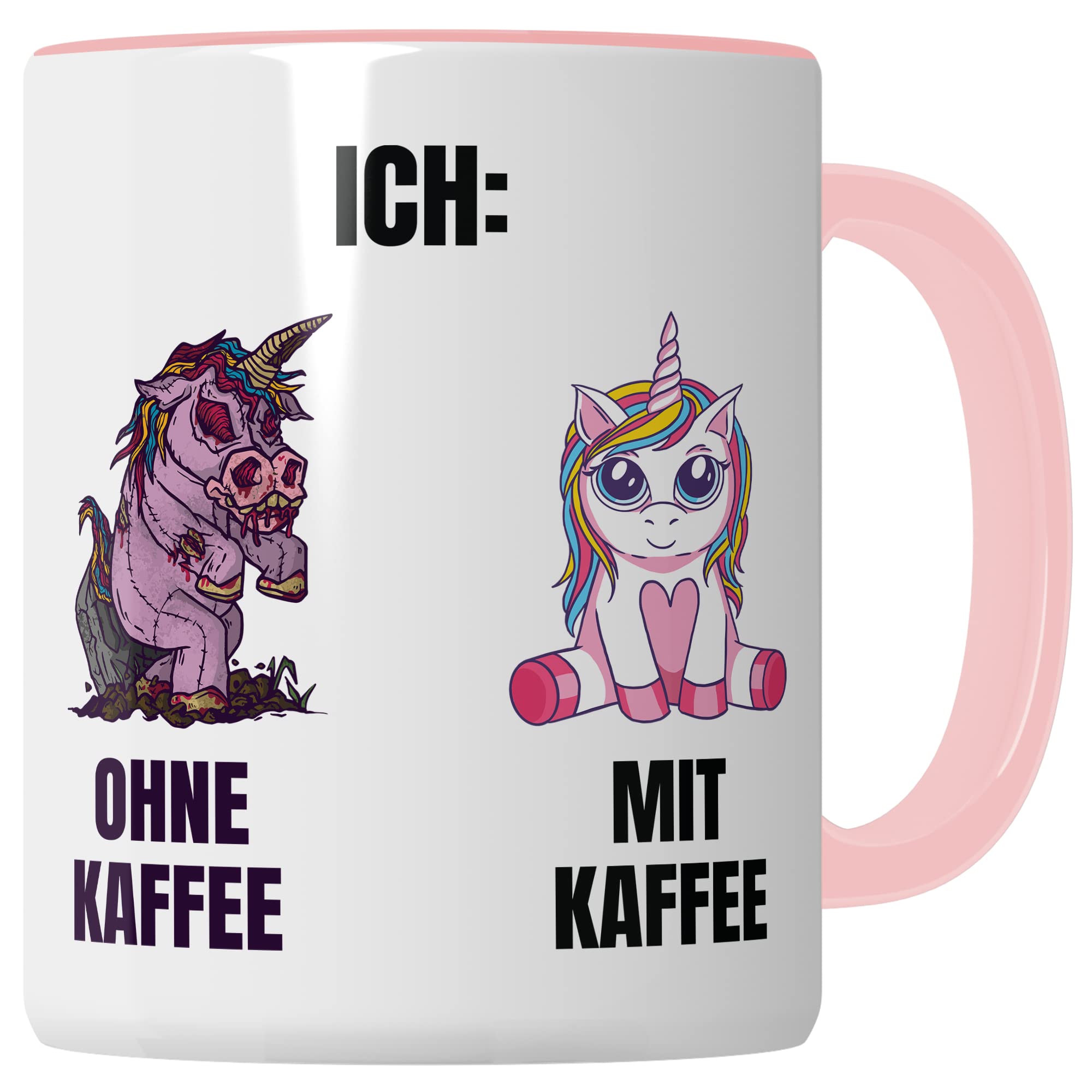 Einhorn Tasse Geschenk Kaffeetasse mit Spruch lustig Ohne Kaffee mit Kaffee, Geschenk-Idee Kaffeeliebhaber Kaffeetrinker Kaffee-Becher Humor Witztasse