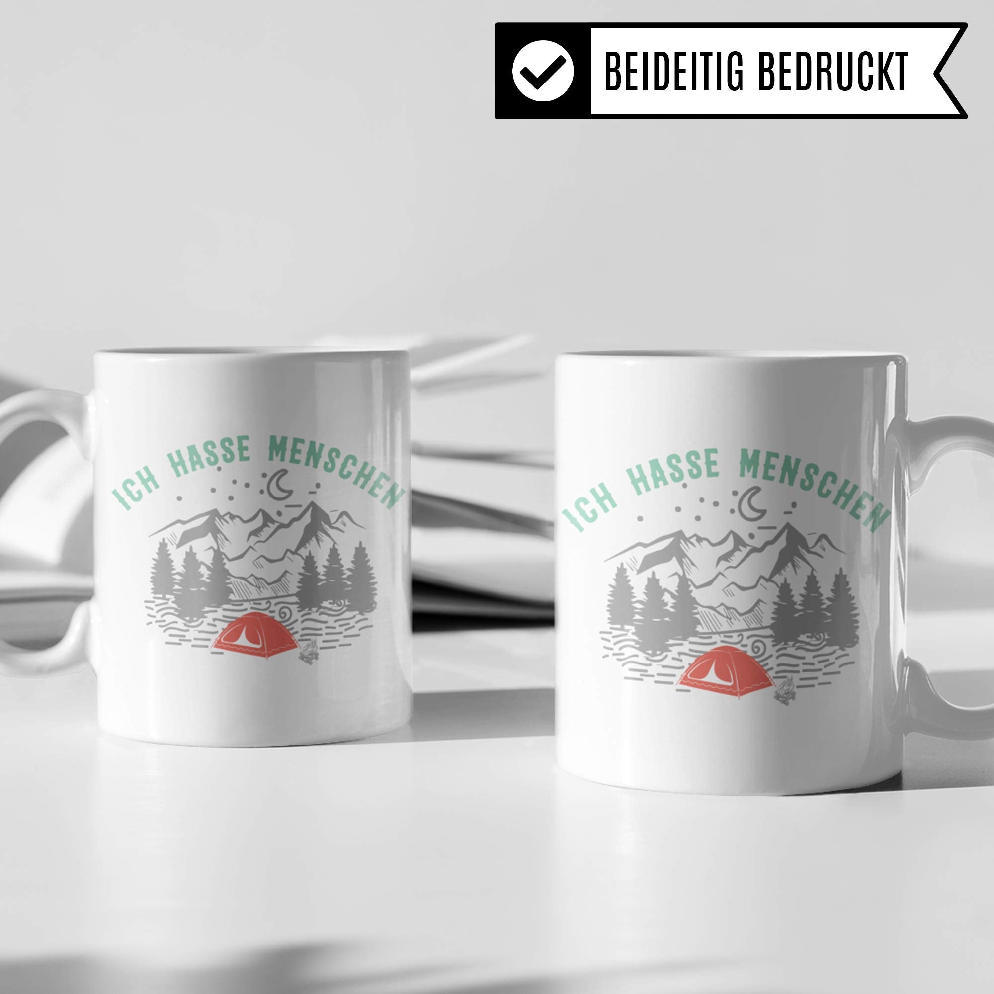 Pagma Druck Wandern Tasse, Berg Geschenk: Ich Hasse Menschen, Kaffeetasse Wanderung Bergsteigen Campen Zelten Zelt Spruch, Berge Gebirge Alpen Becher, Mountains Kaffeebecher Wanderer Bergsteiger