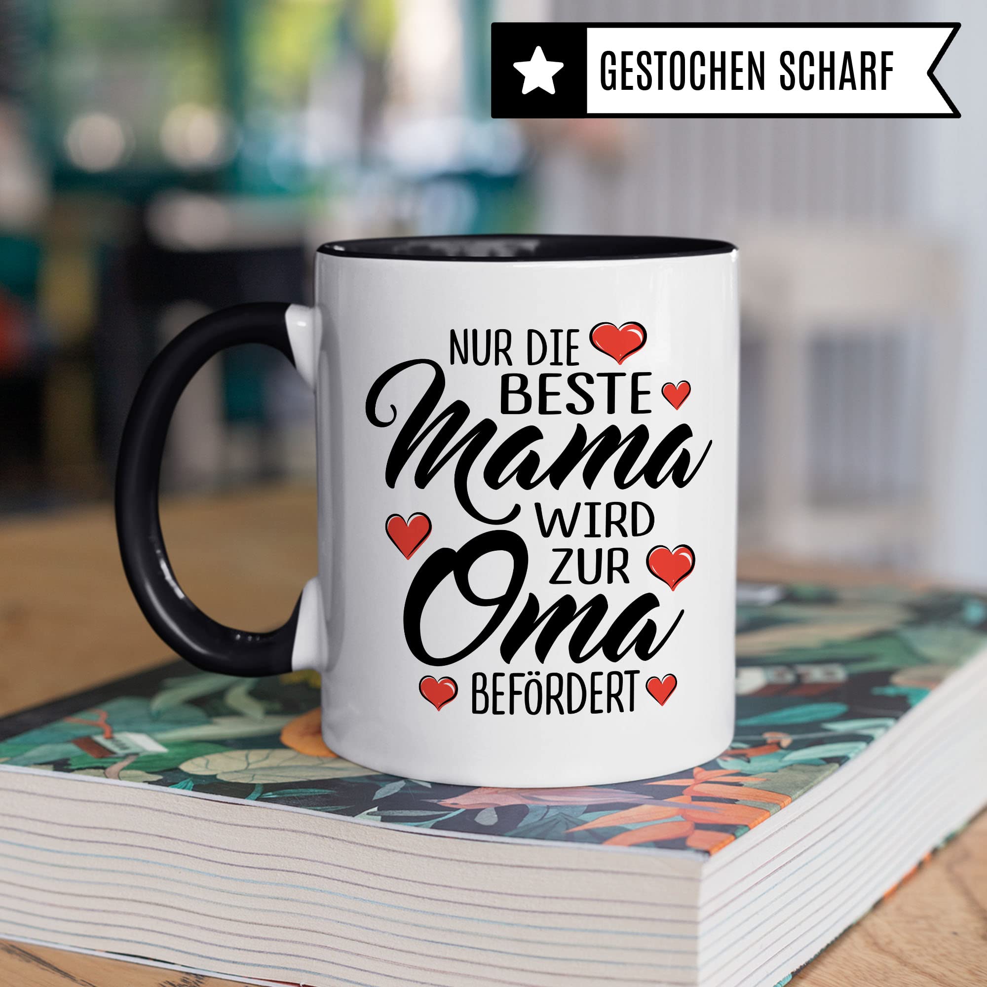 Oma Tasse mit Spruch, Nur die beste Mama wird zur Oma befördert, Geschenk Großmutter, Baby Ankündigung Reveal Geschenkidee Kaffeetasse Enkel