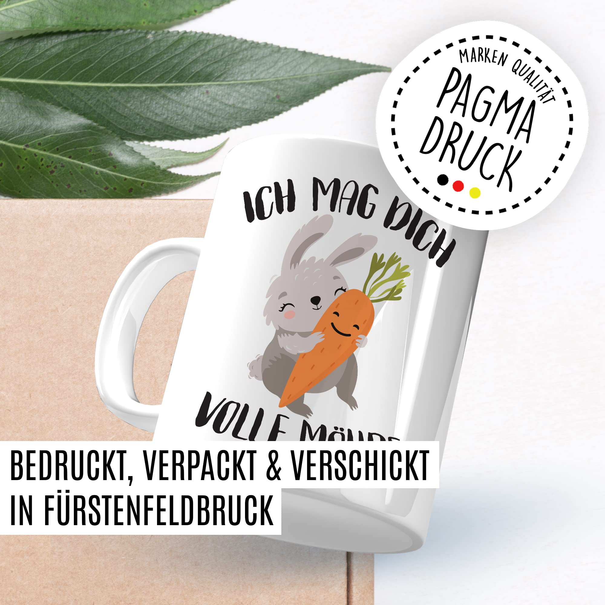 Süße Tasse Liebe Kaffeetasse Für Partner Geschenk Freundin Geschenkidee Freund Kaffee-Becher Mag dich volle Möhre Spruch Motiv süß Hase