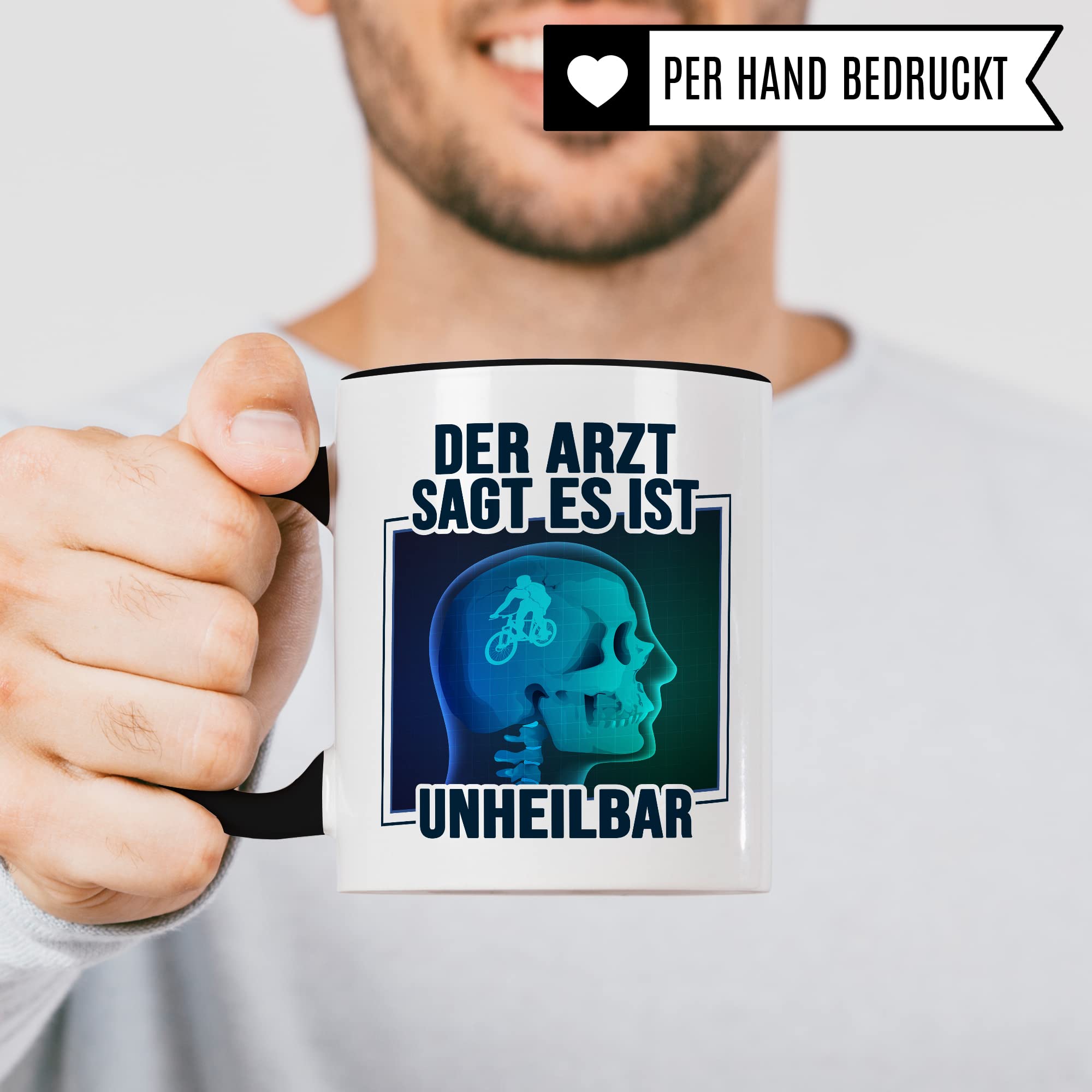 Fahrrad Tasse Fahrradliebe Kaffeetasse Bike Kaffee-Becher lustig Geschenk Fahrradfahren Geschenkidee Fahrrad im Kopf Motiv Biker